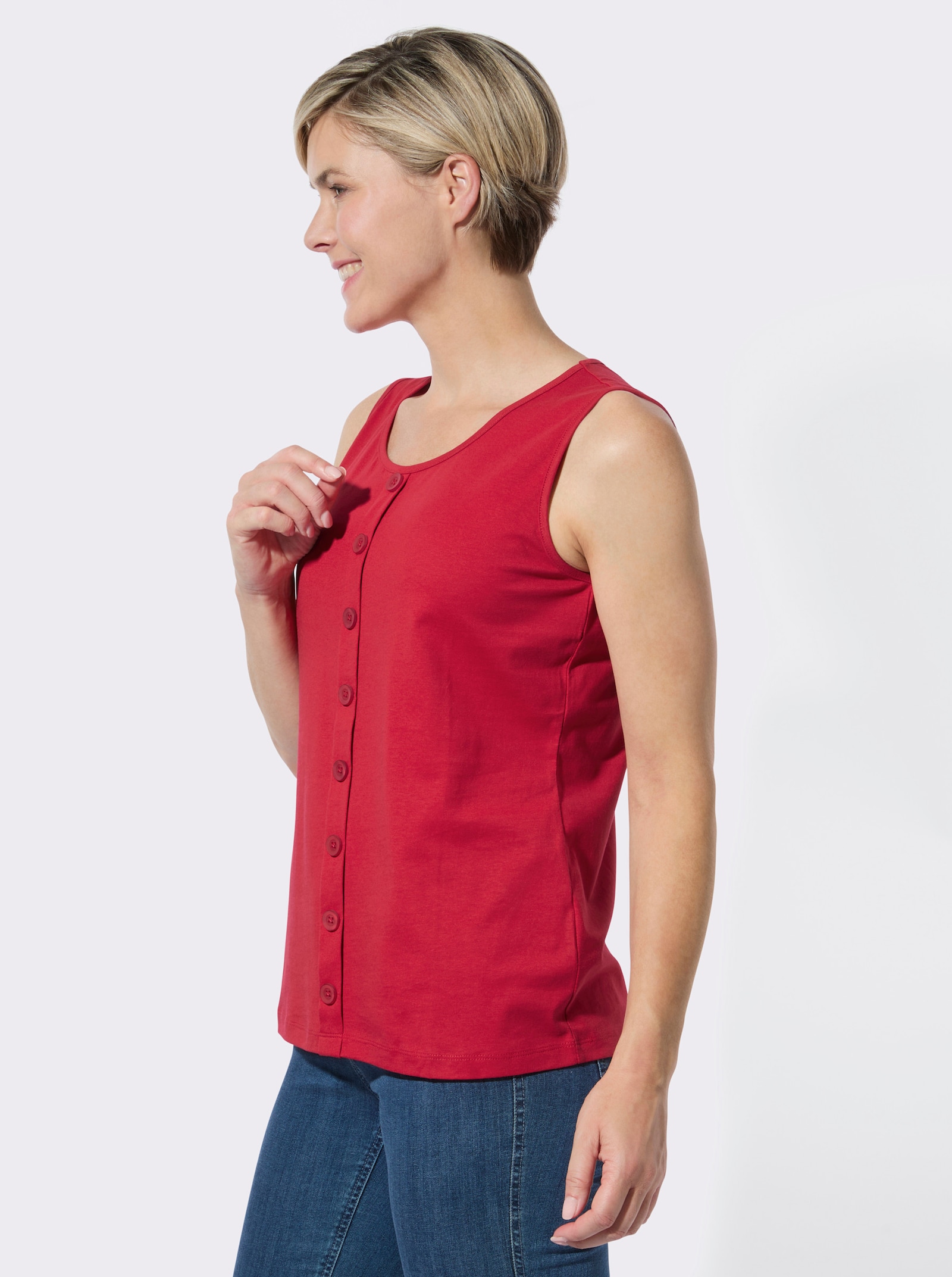 Shirttop im Doppelpack - rot-weiß-getupft + rot