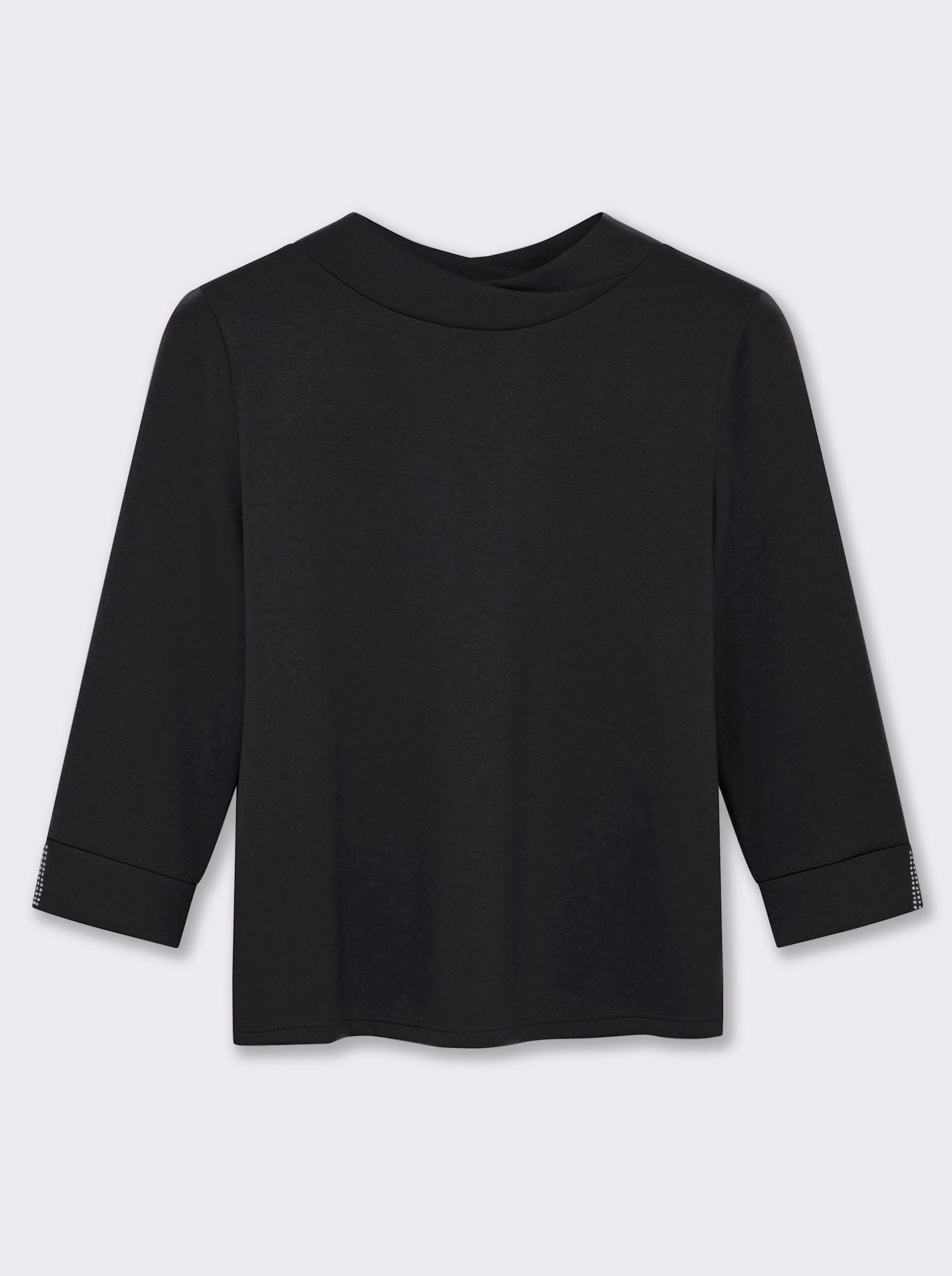 sheego Sweatshirt mit Glitzerdetails - schwarz