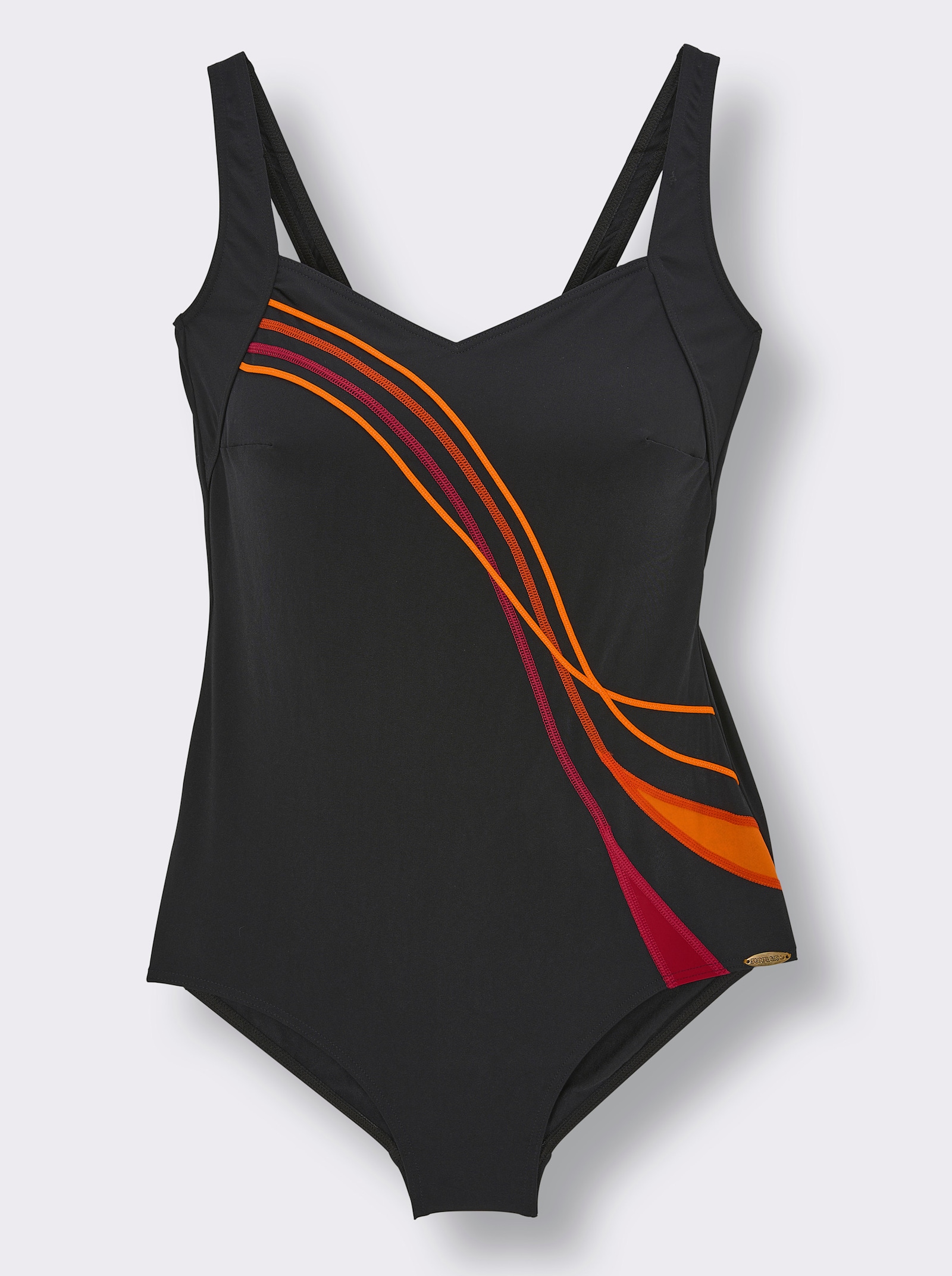 Sunflair Badeanzug in figurschmeichelnder Optik - schwarz-orange