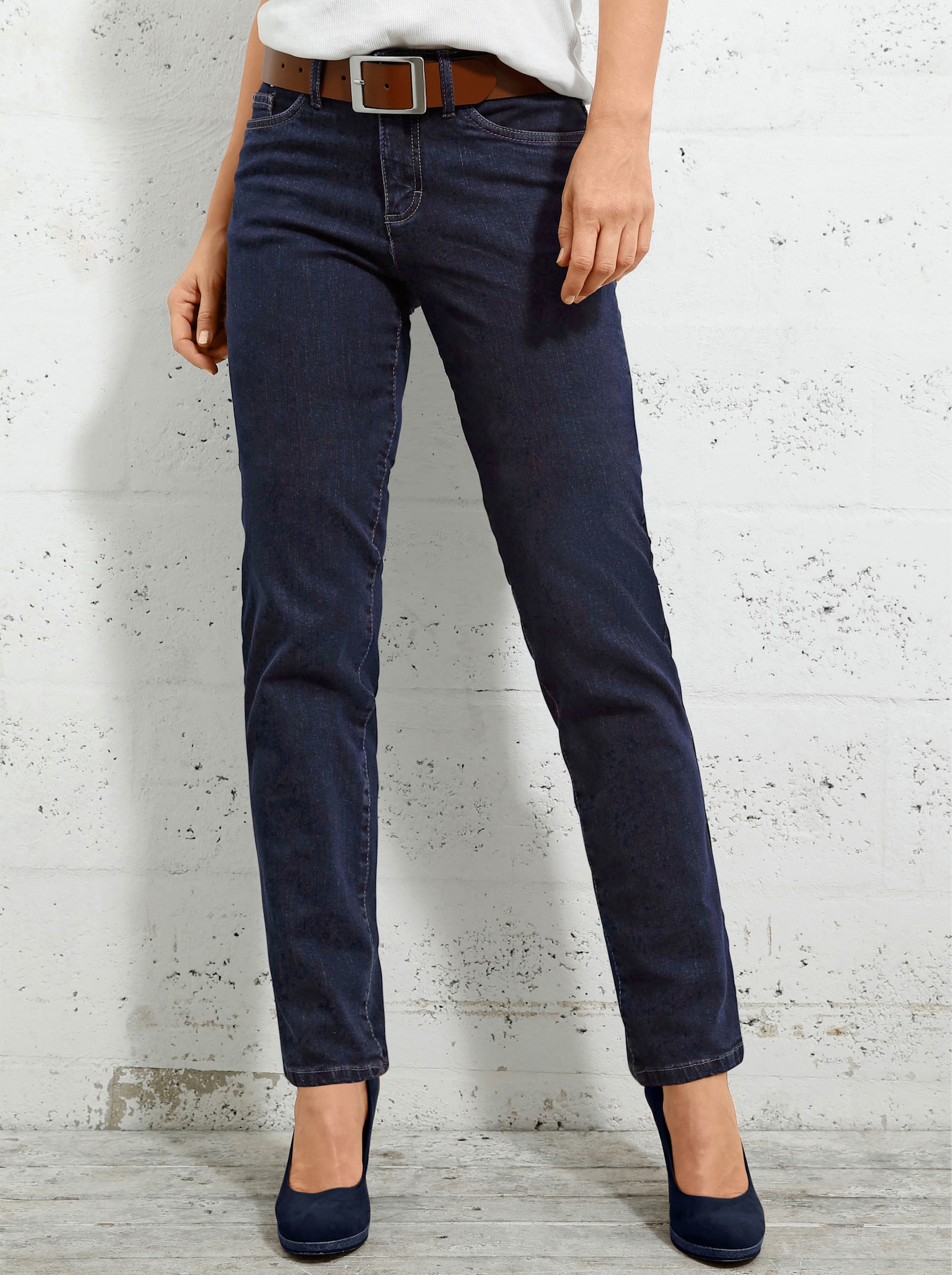 5-Pocket-Jeans mit bestickten Gesäßtaschen - marine