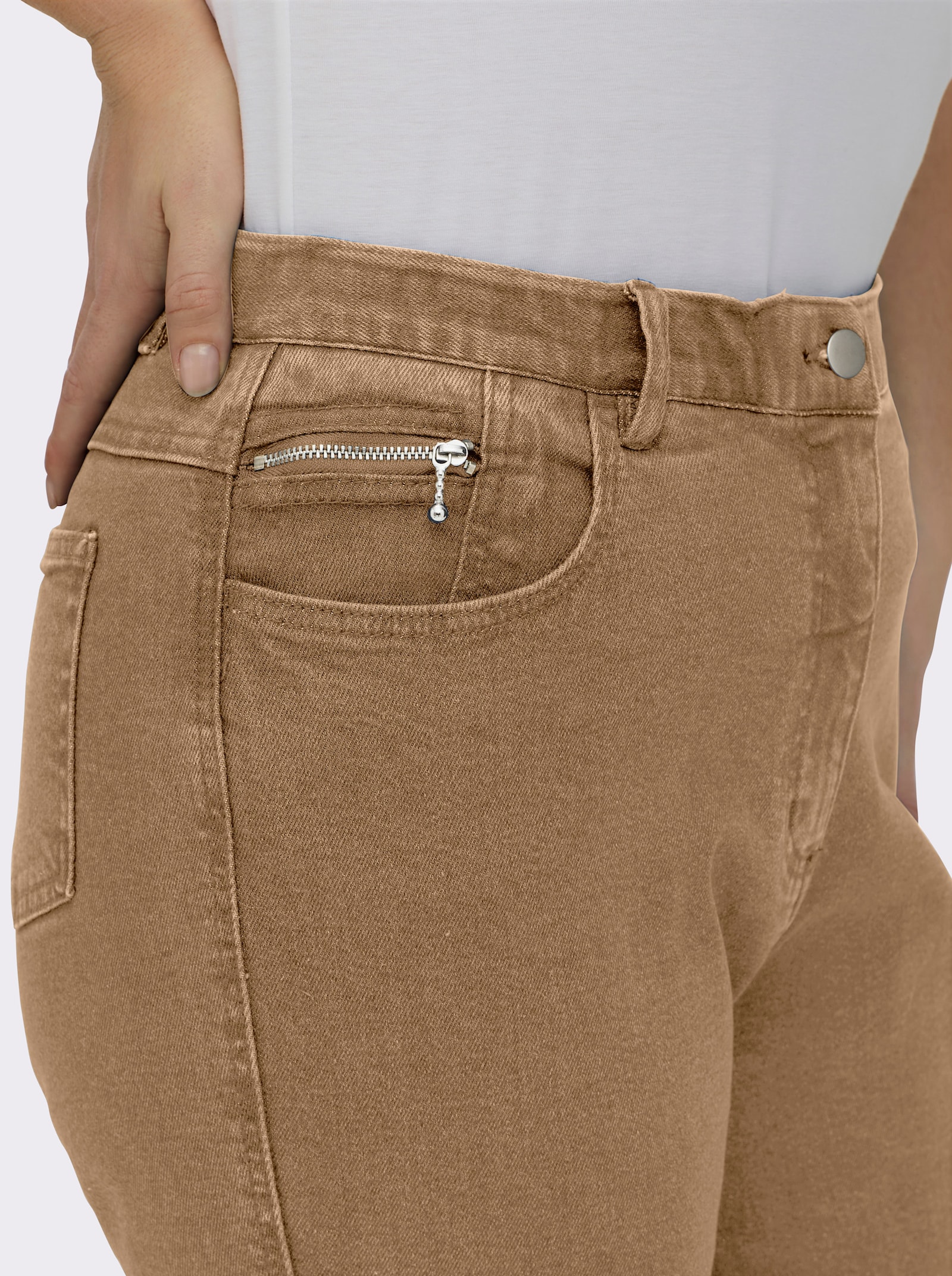 5-Pocket-Jeans gerade geschnitten - camel