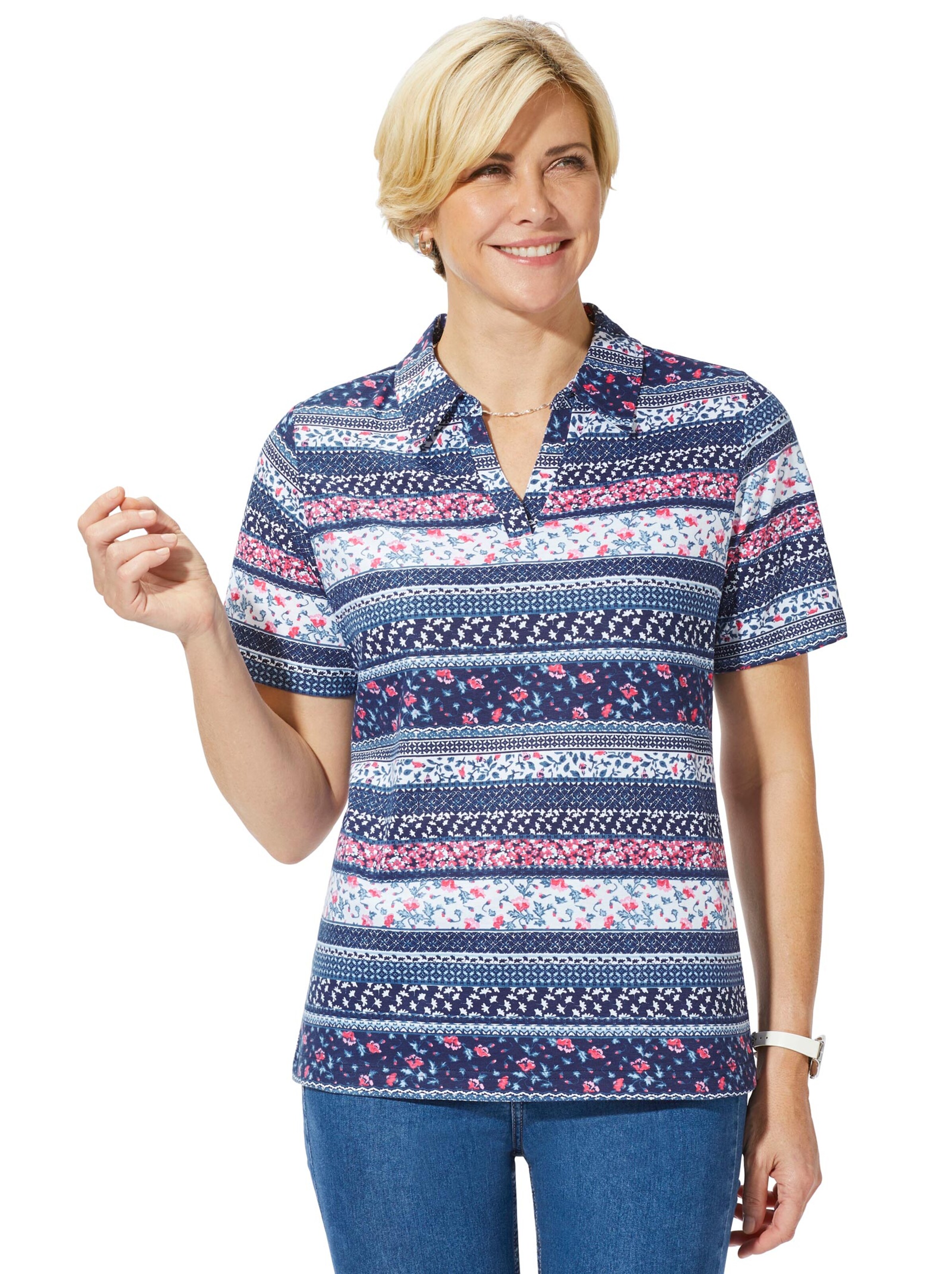 Shirt - marine-koralle-bedruckt