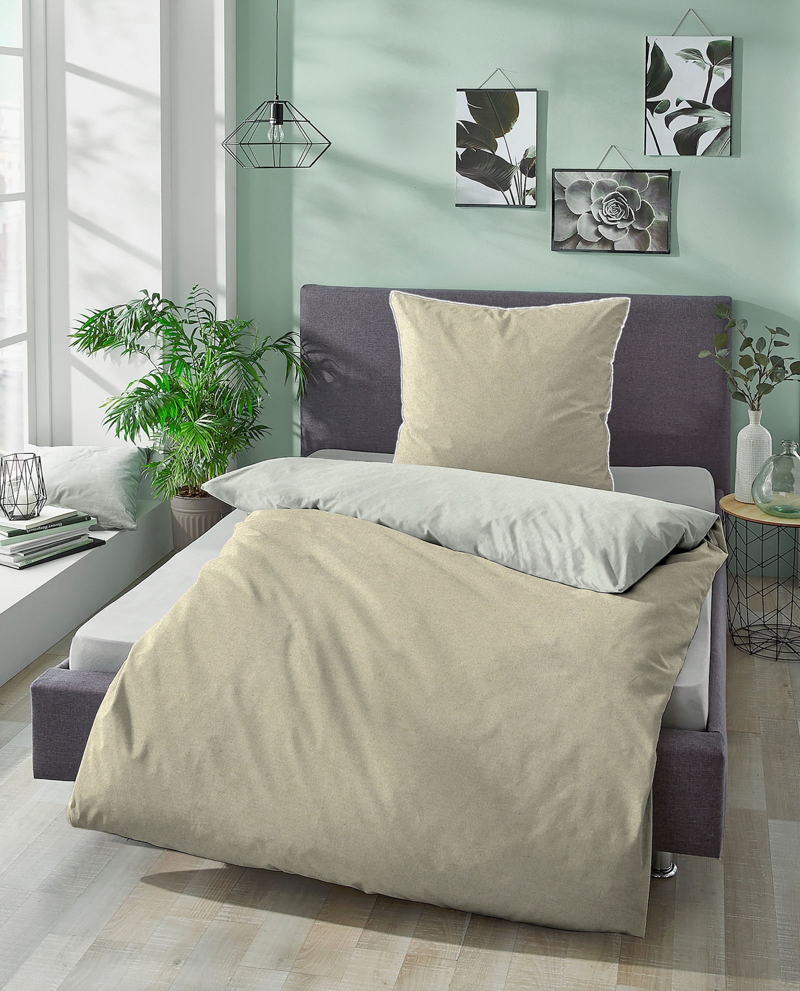 Biberna Bettwäsche - beige-grau