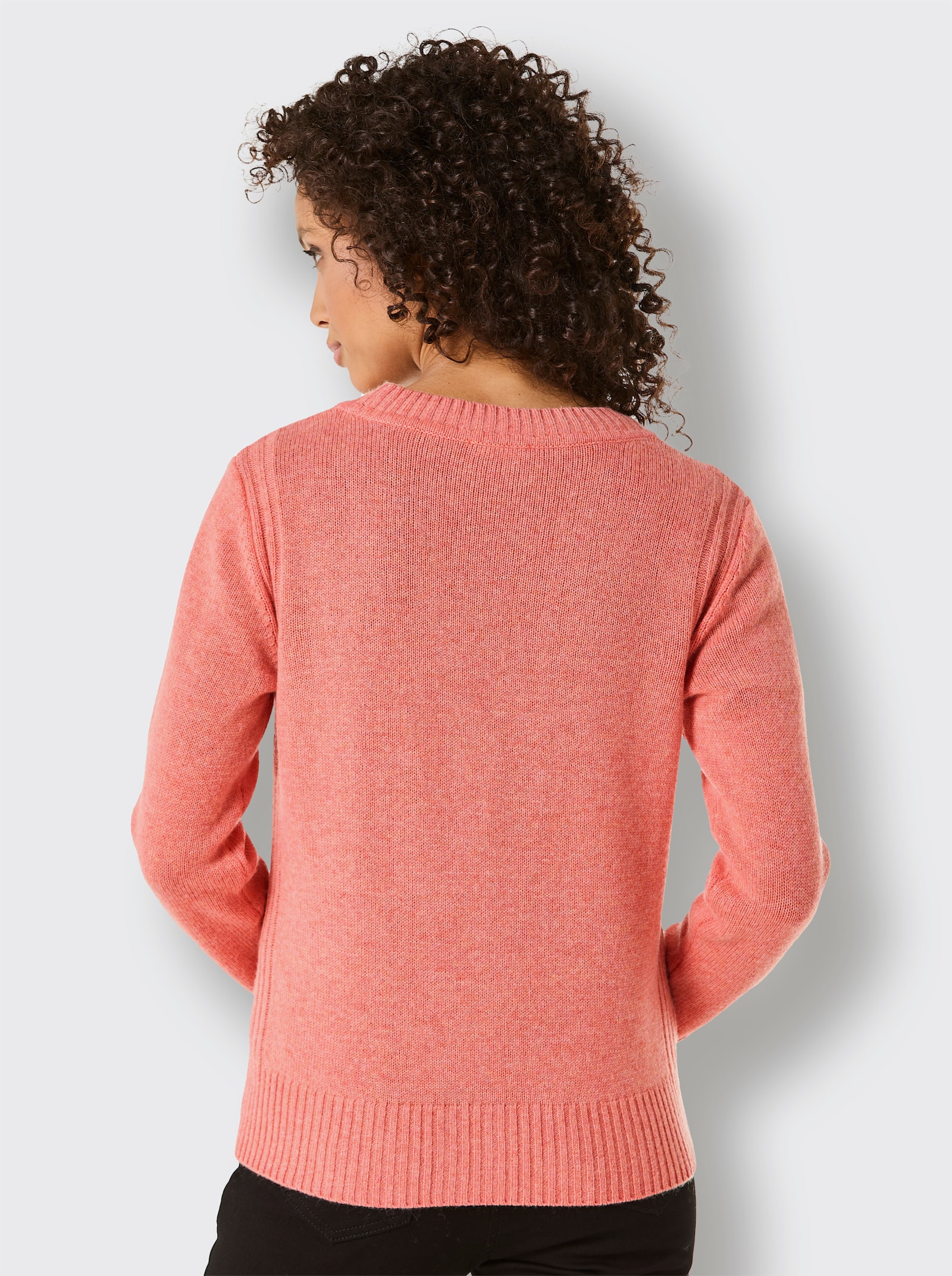 CREATION L PREMIUM Strickjacke mit Logo-Knöpfen - koralle-meliert