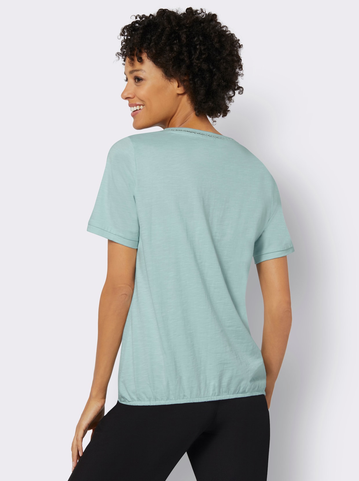 Shirt met ronde hals - kalkmint