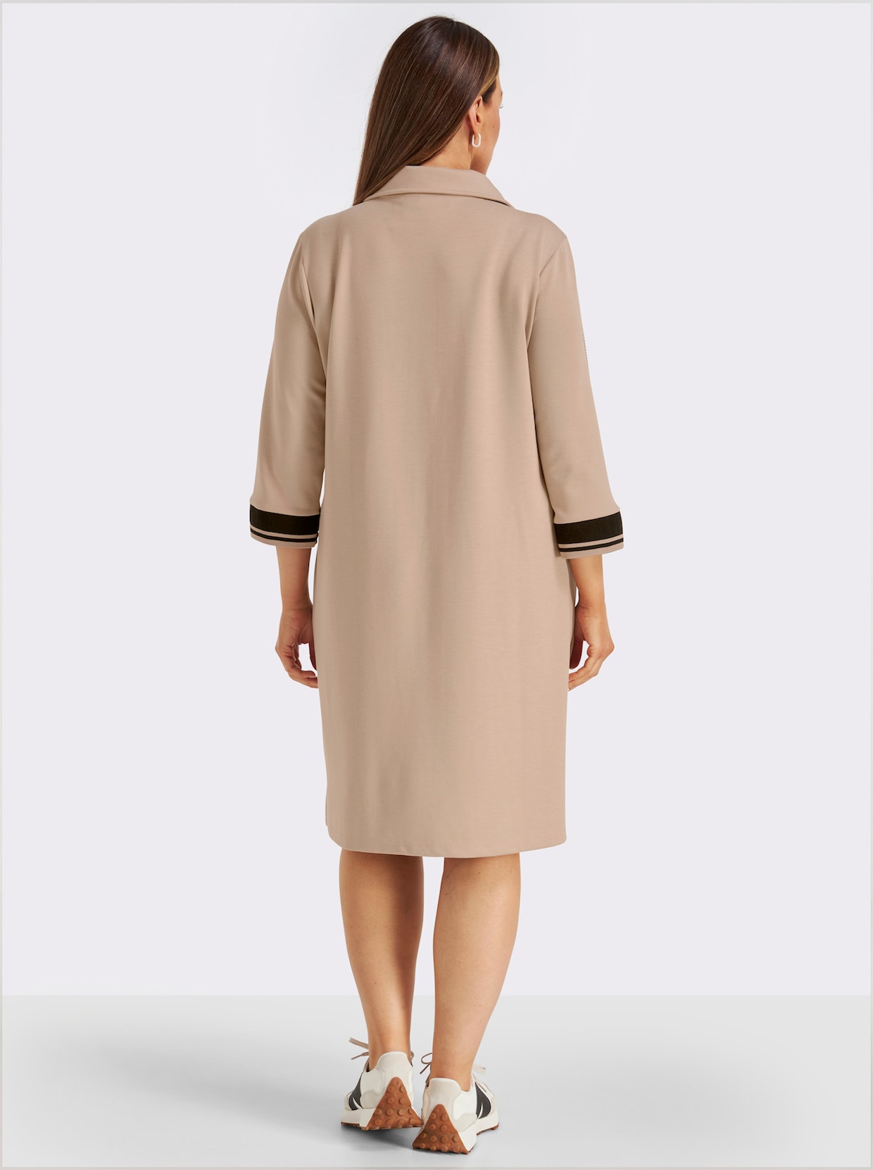 Polokleid im hochwertigen Modal-Mix - beige-schwarz