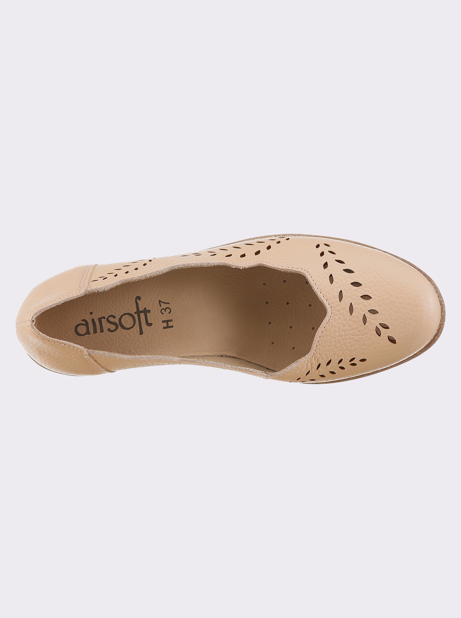 airsoft modern+ Pumps mit Stanzmuster und Wellenkanten - puder