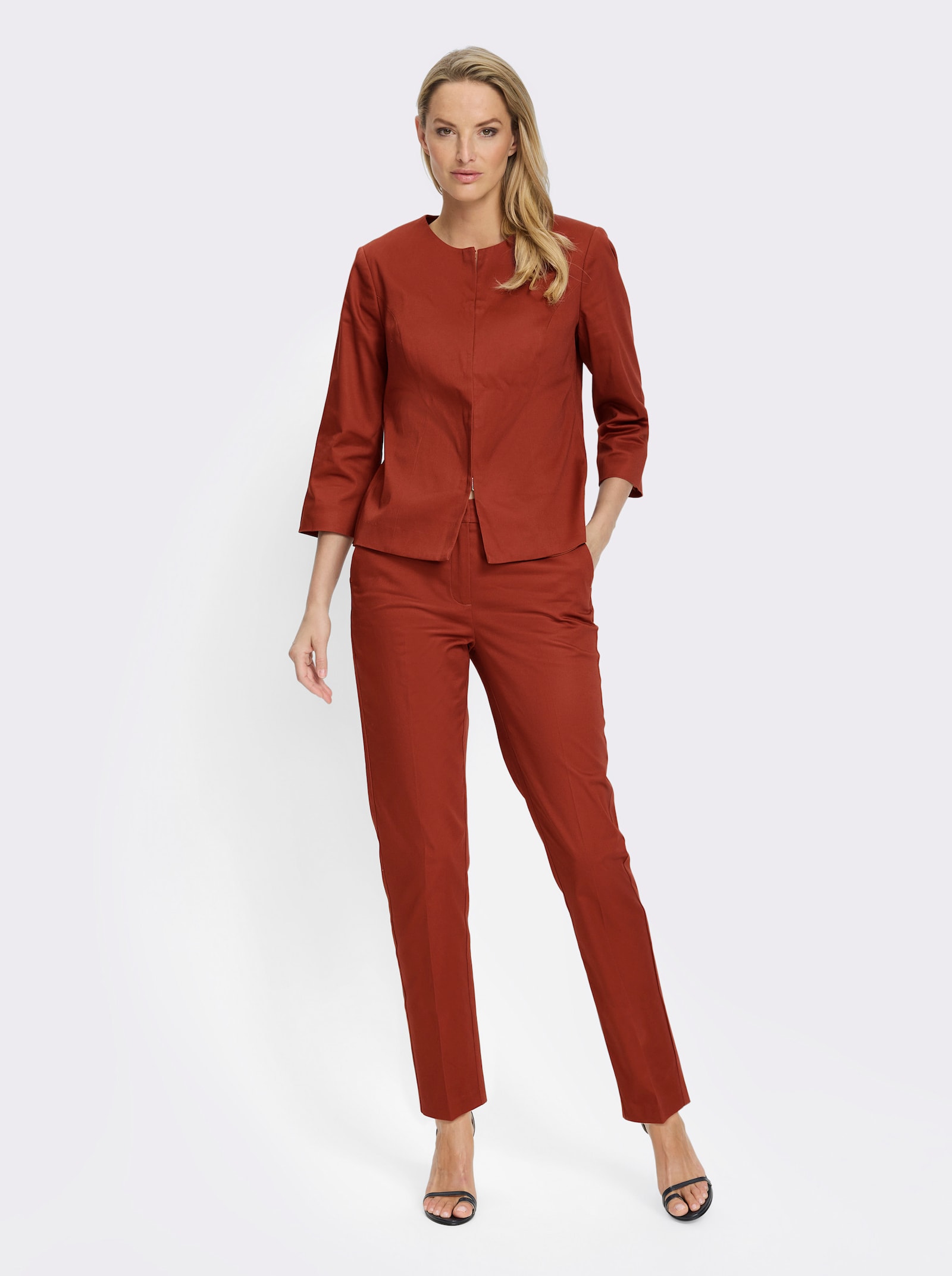 heine Hosenanzug im Baumwoll-Elathan-Mix - rotbraun