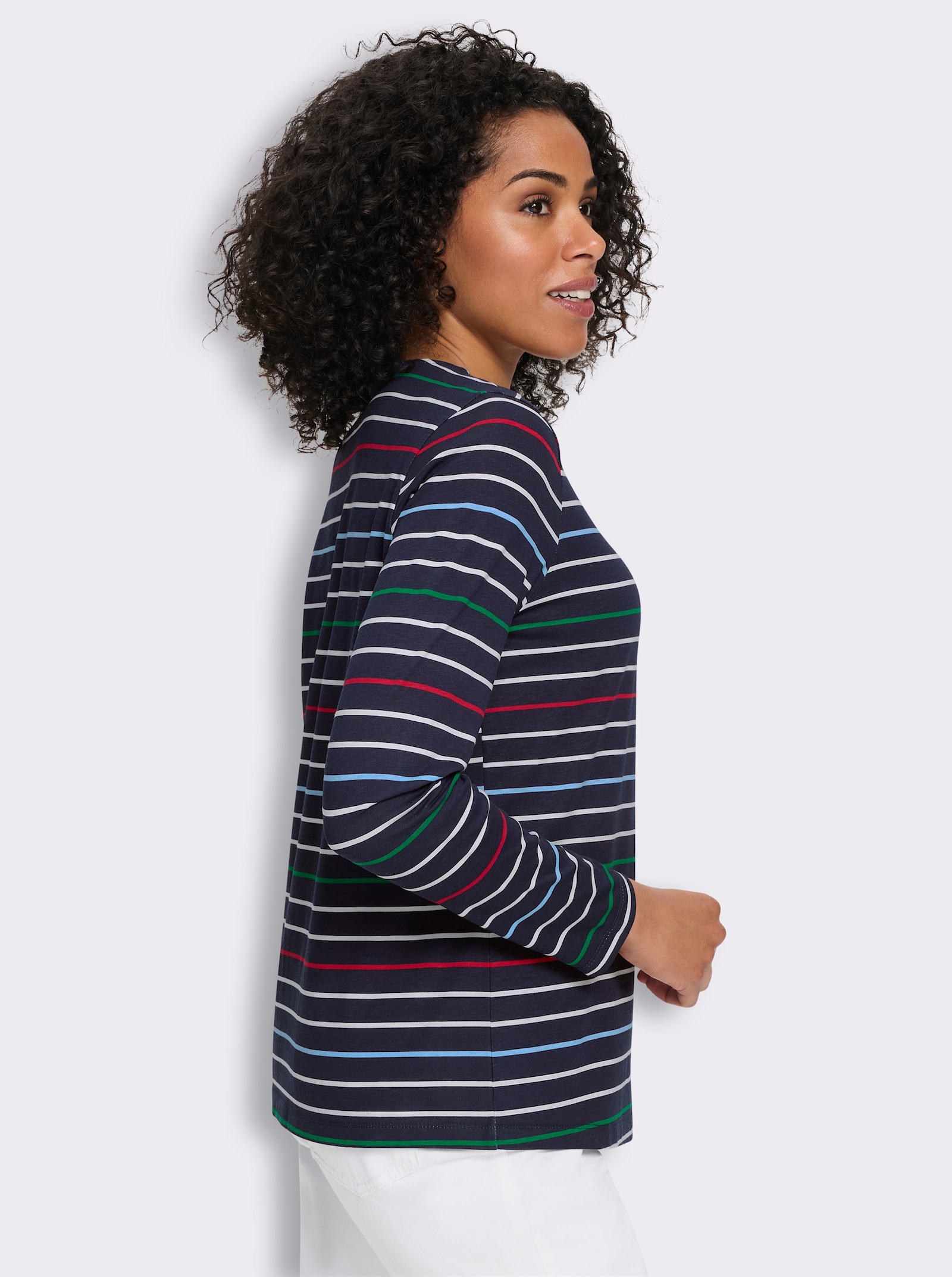 Ringelshirt aus reiner Baumwolle - marine-ecru-geringelt