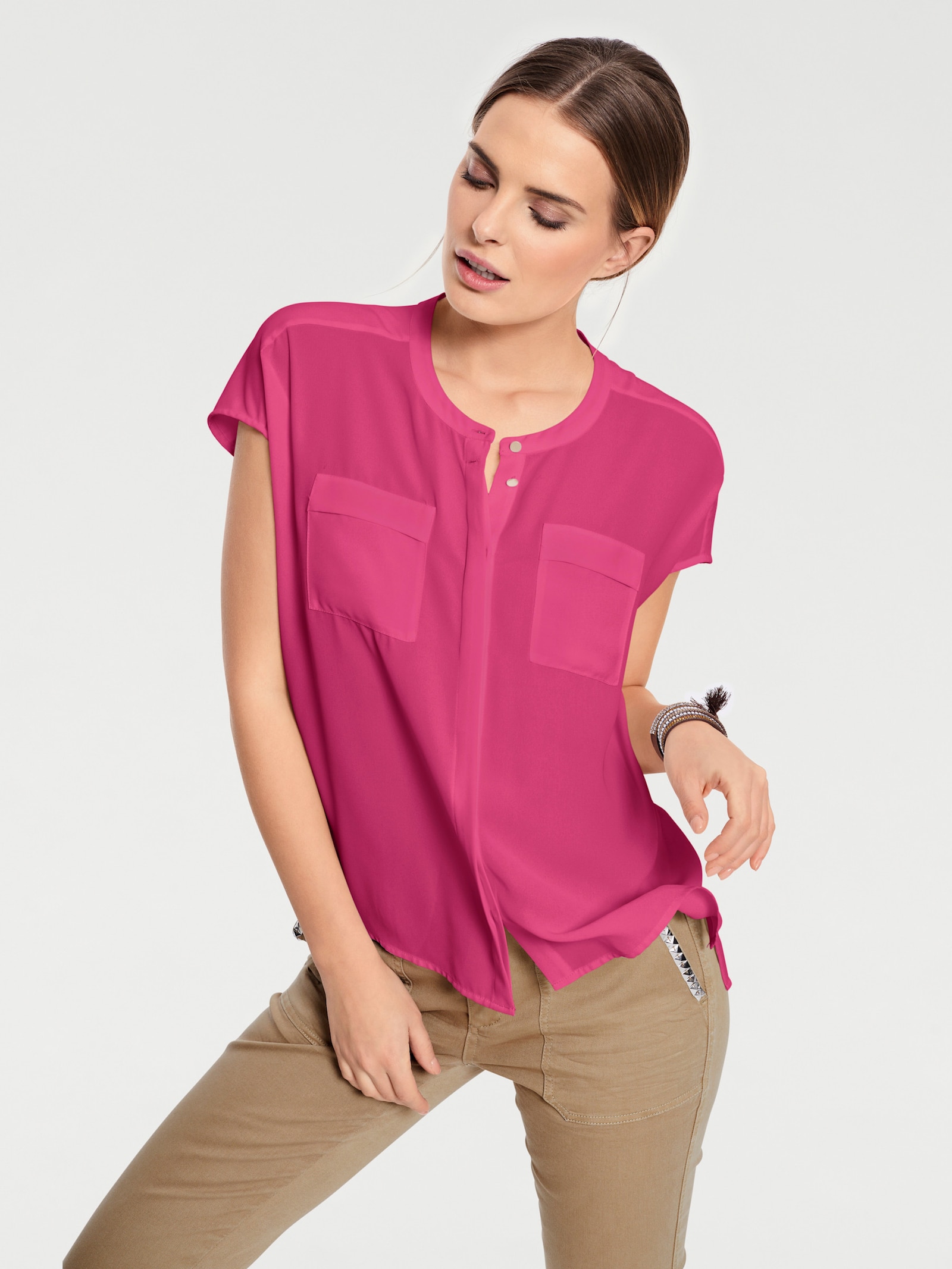 heine Kurzarm-Bluse in Oversize-Passform - pink