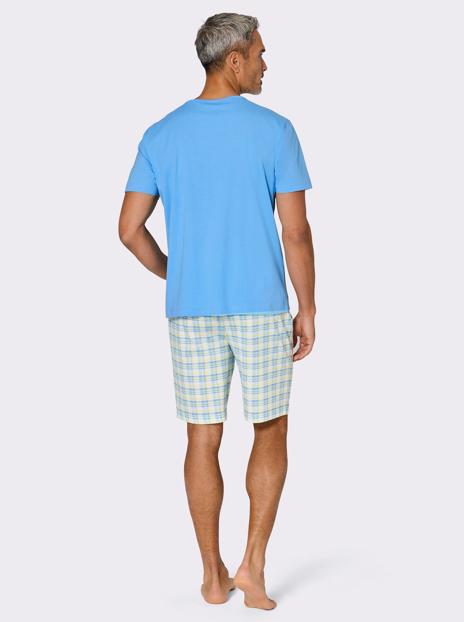 wäschepur men Shorty - aqua-zitrone-kariert
