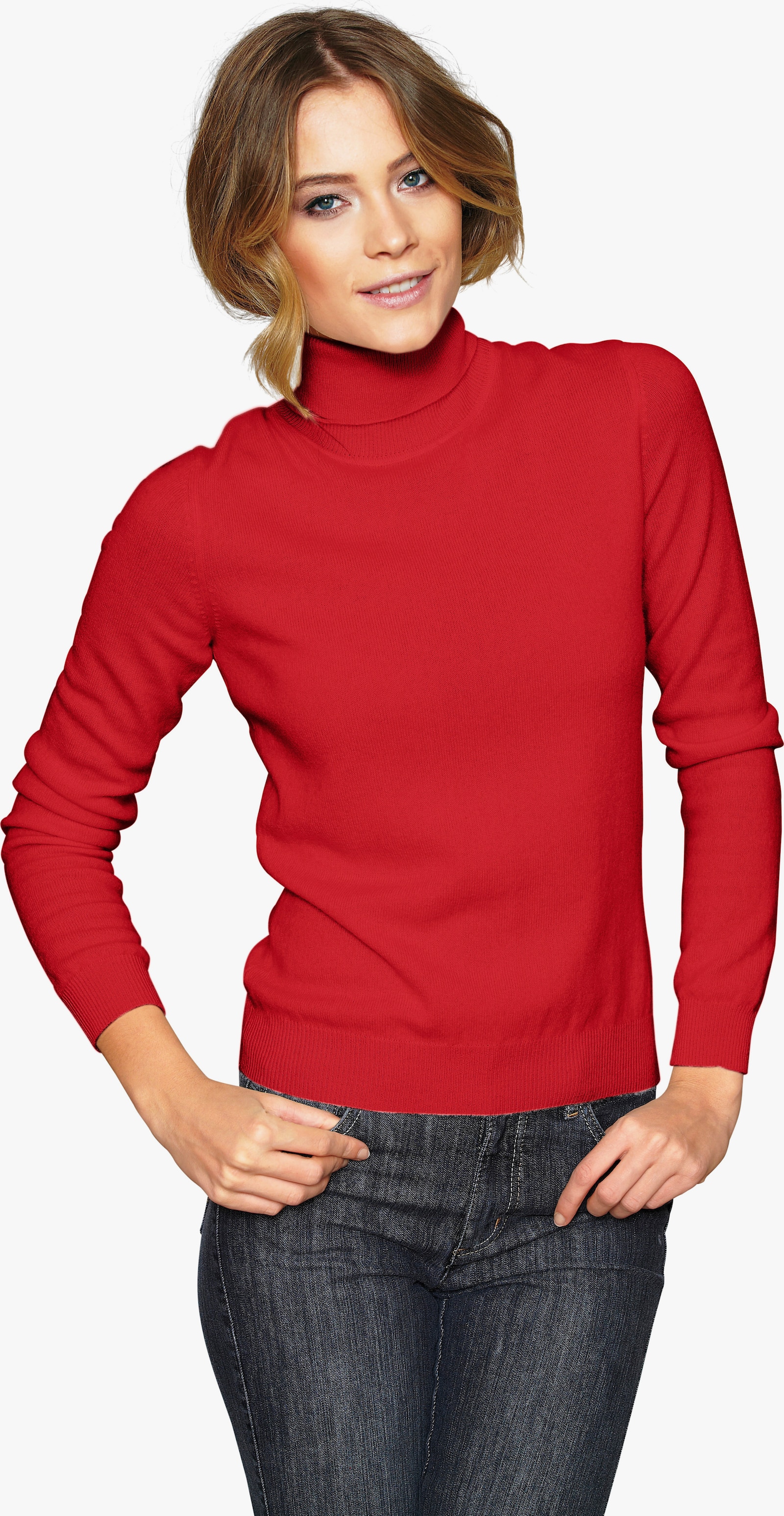 heine Kaschmirpullover mit Rollkragen - rot