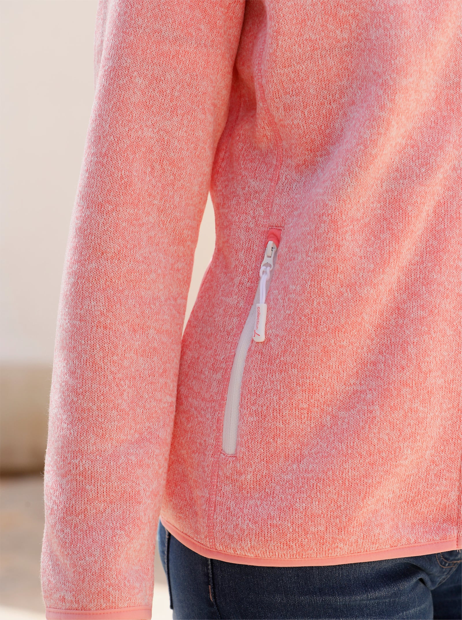 Fleecejacke mit durchgehendem Reißverschluss - flamingo-ecru-meliert