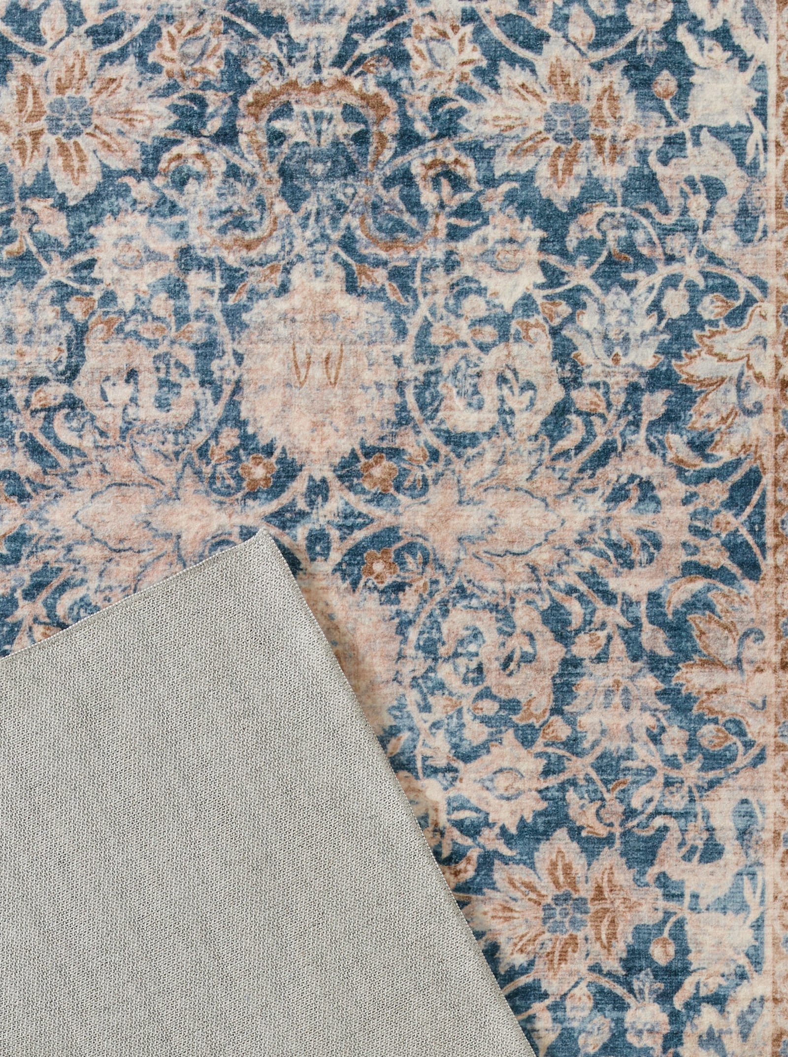 wash+dry by Kleen-Tex Teppich - ecru-mittelblau-bedruckt