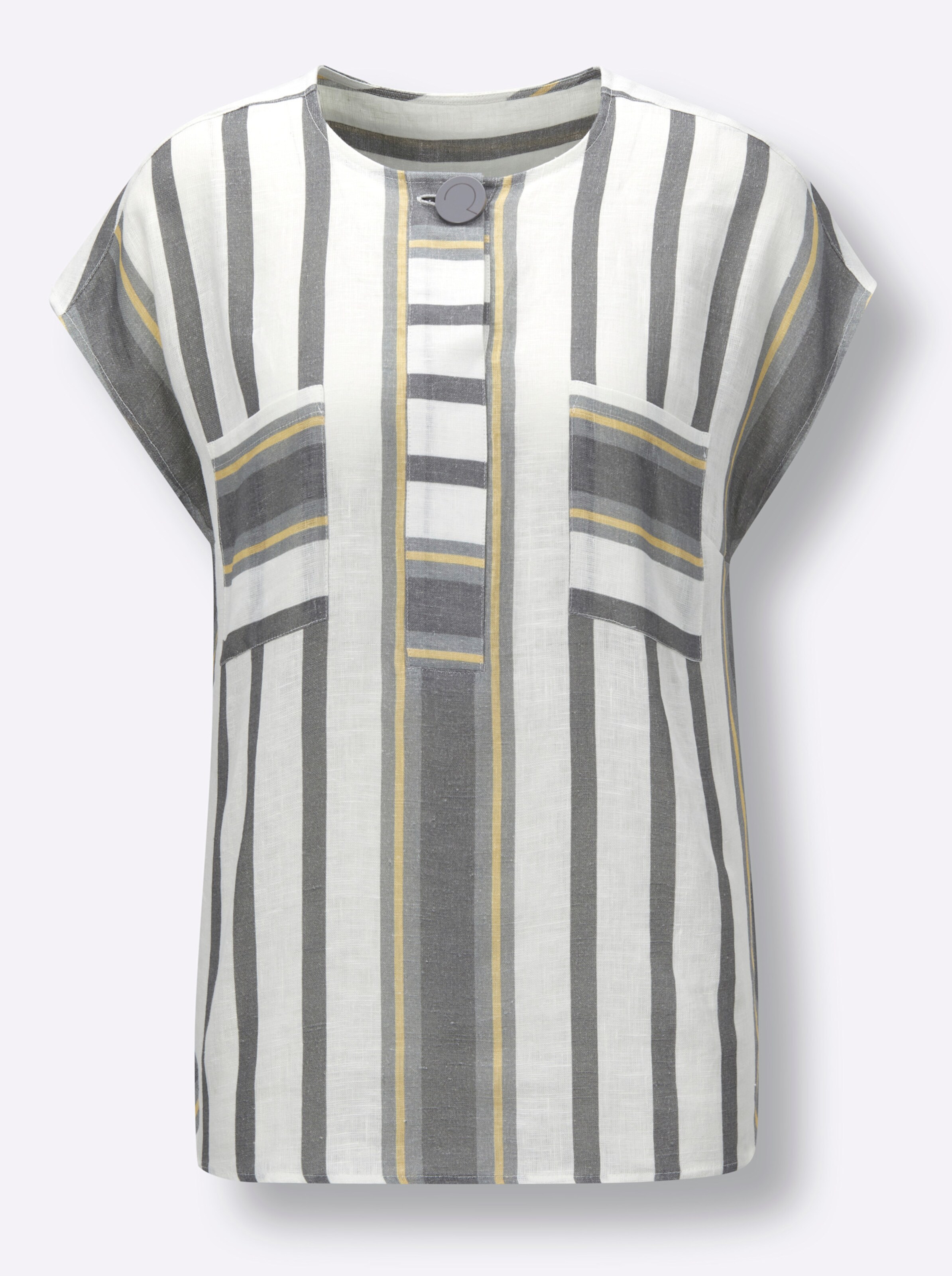 Witt Weiden Damen Leinen Bluse weiß steingrau gestreift  - Onlineshop Witt Weiden