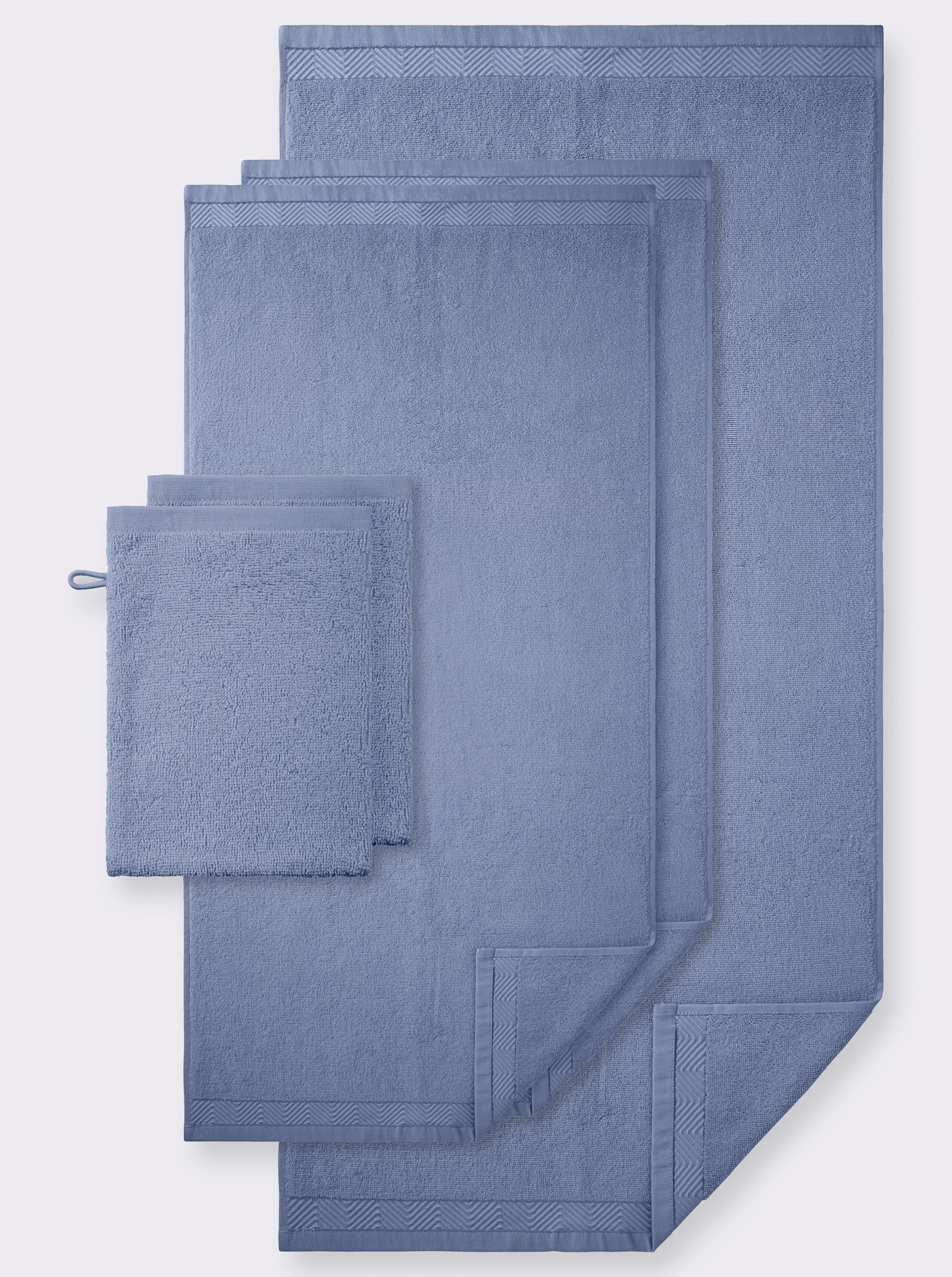 wäschepur Handdoek van gevolde badstof - duivenblauw