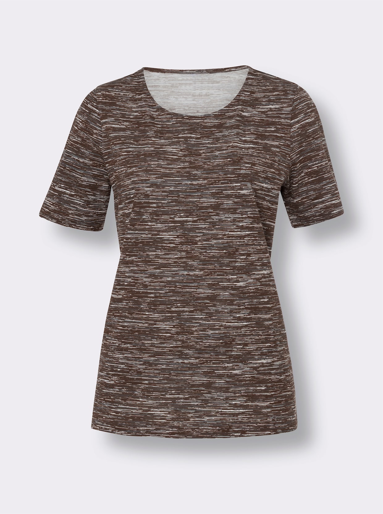 Shirt met ronde hals - choco/champagne bedrukt