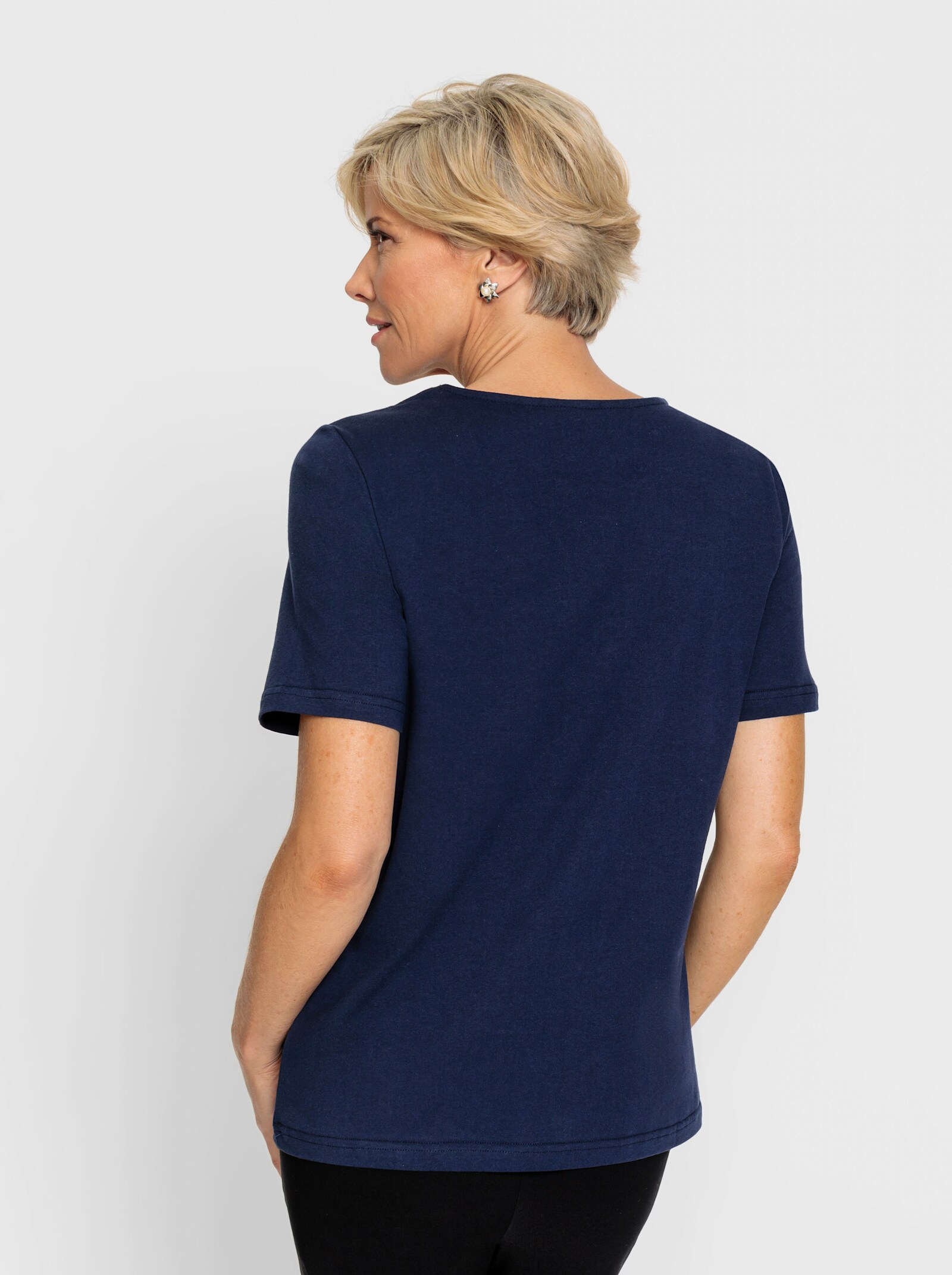 Rundhalsshirt , OCS-zertifiziert, mit Bio-Baumwolle - marine