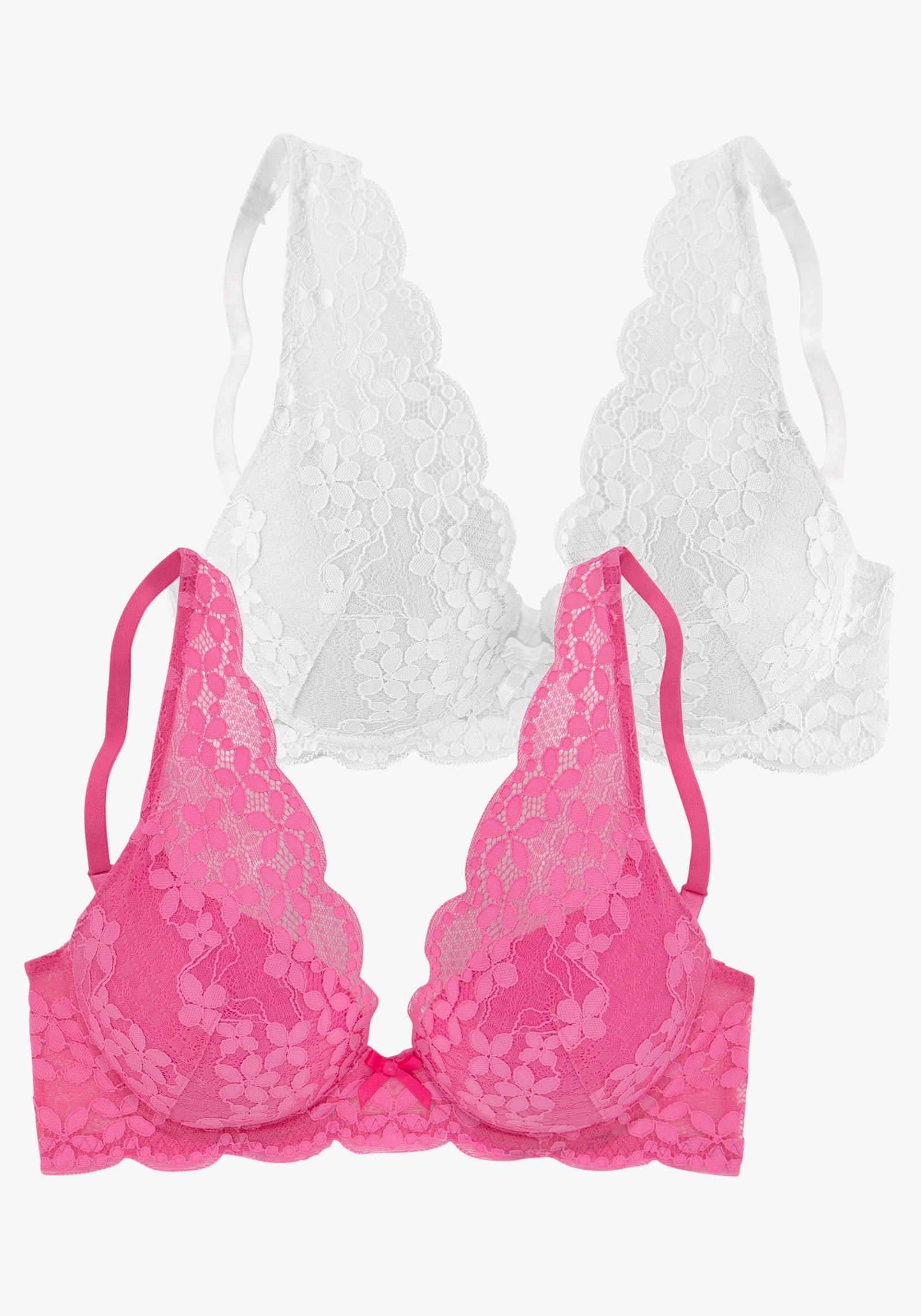 petite fleur Push-up-BH - pink+weiß
