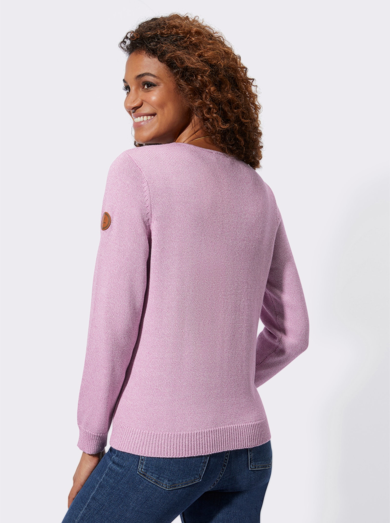 Pullover mit Ripp-Abschlüssen - orchidee-meliert