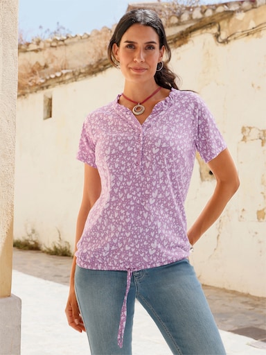 Print-Shirt mit Herzchenmuster - orchidee-ecru