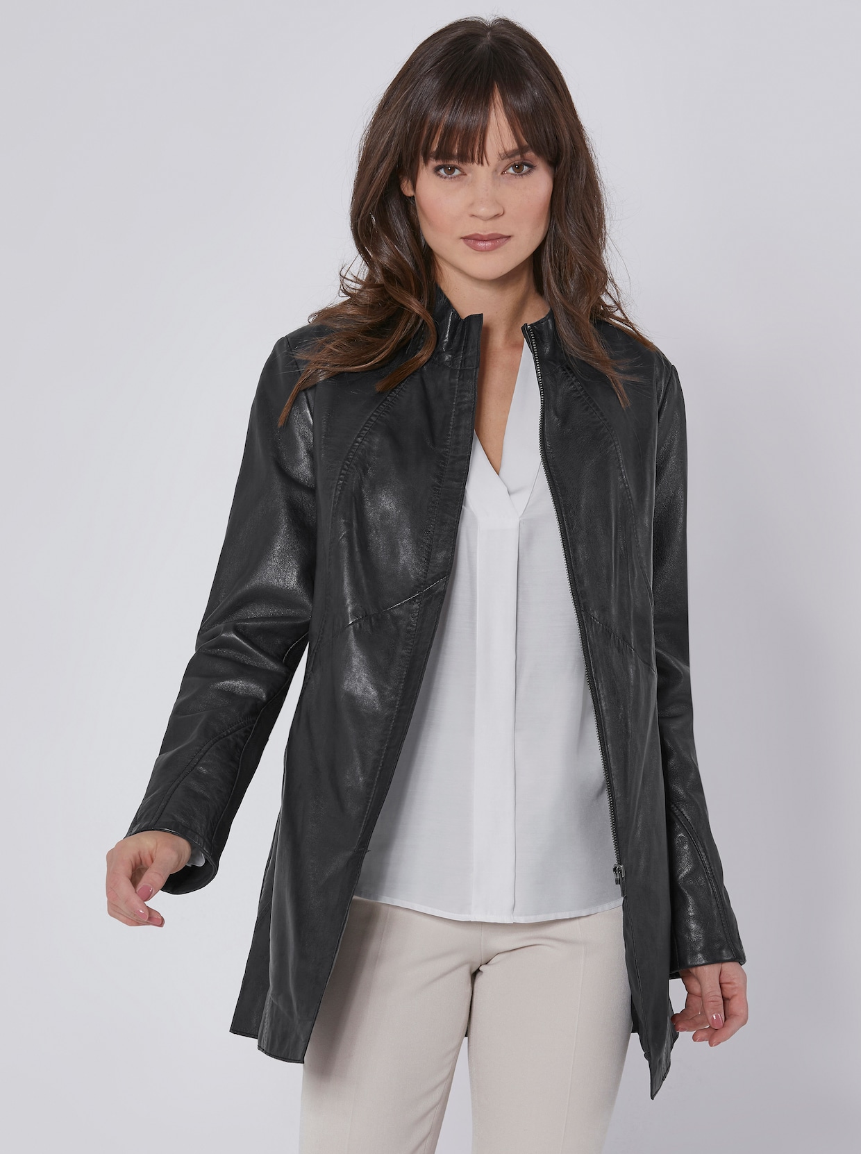 Mainpol Blazer en cuir - anthracite