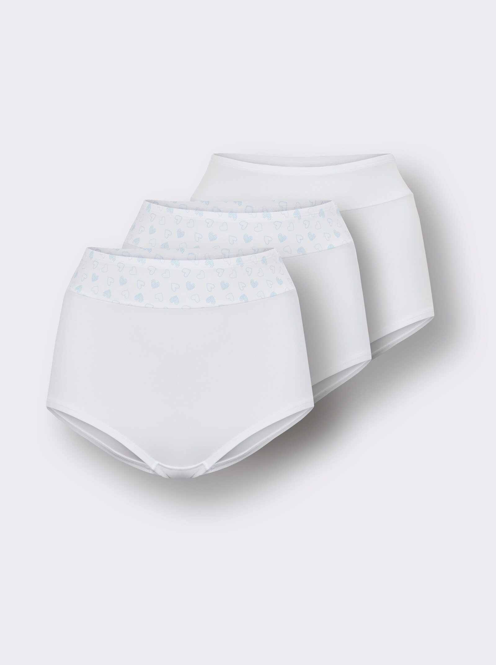 wäschepur Taillenslip mit Baumwoll-Zwickel - 2x weiß-mint-bedruckt + 1x weiß