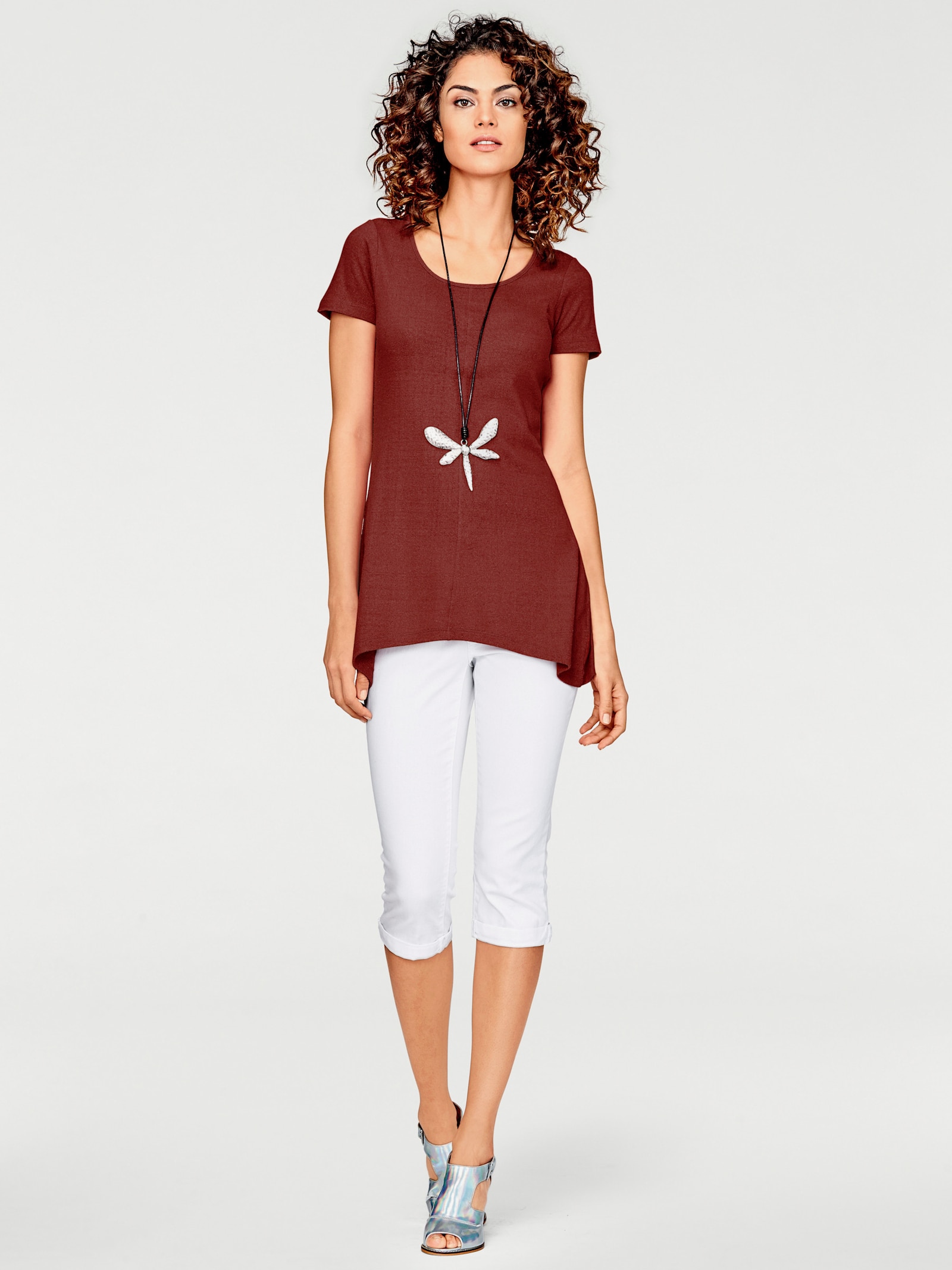 heine Lang shirt van bourettezijde - rood