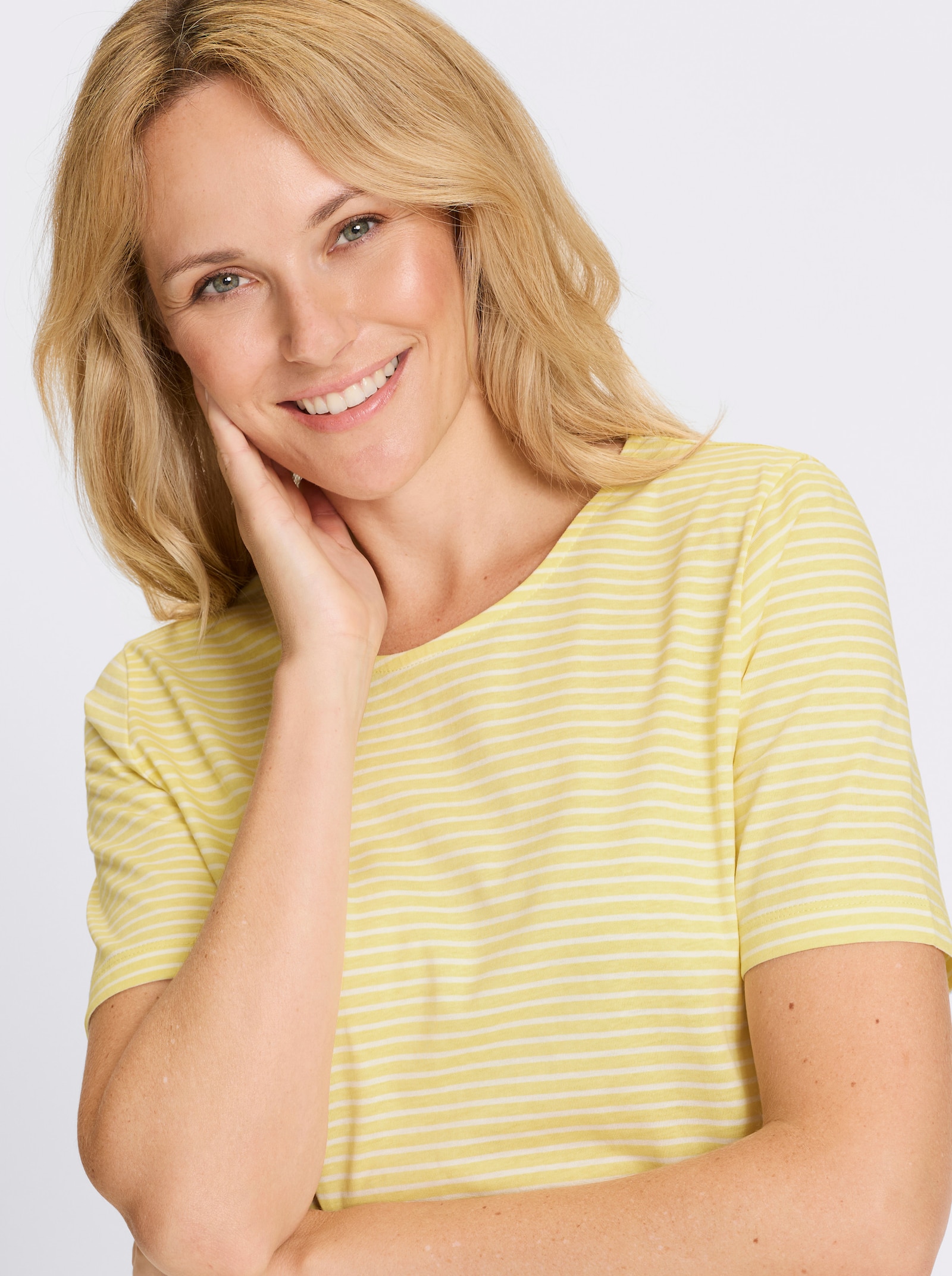 Ringelshirt aus reiner Baumwolle - zitrone-ecru-geringelt