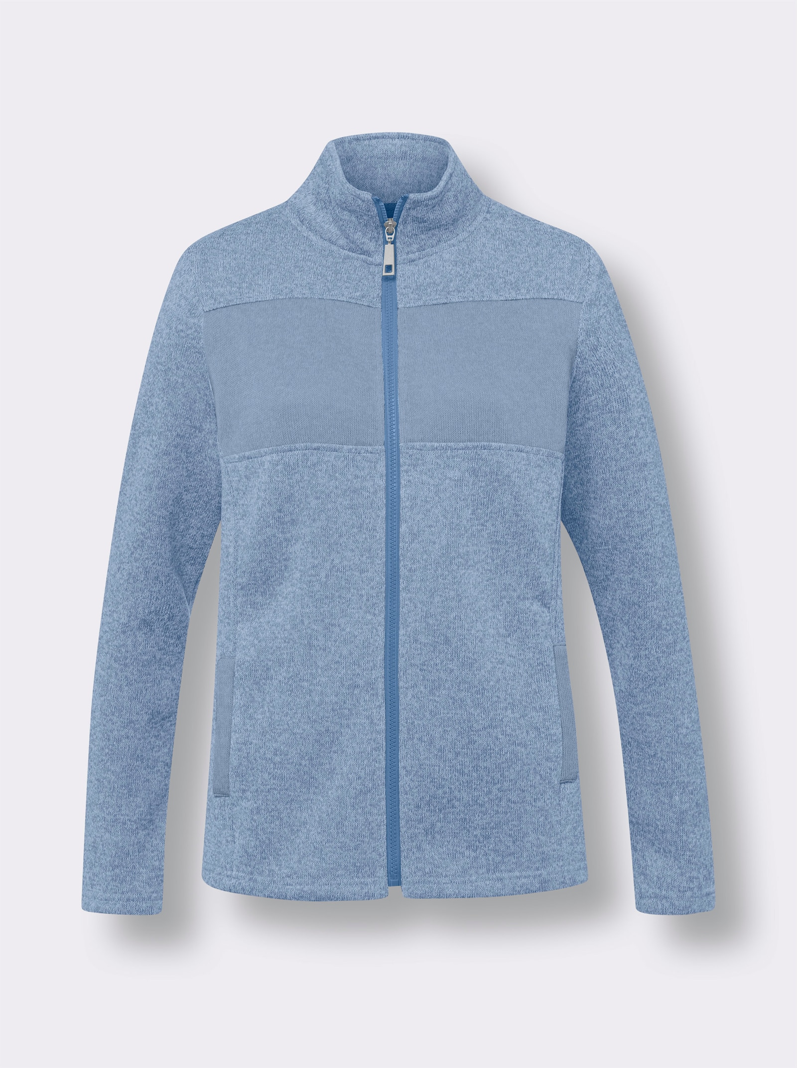 Fleecejacka med infällning - mellanblå