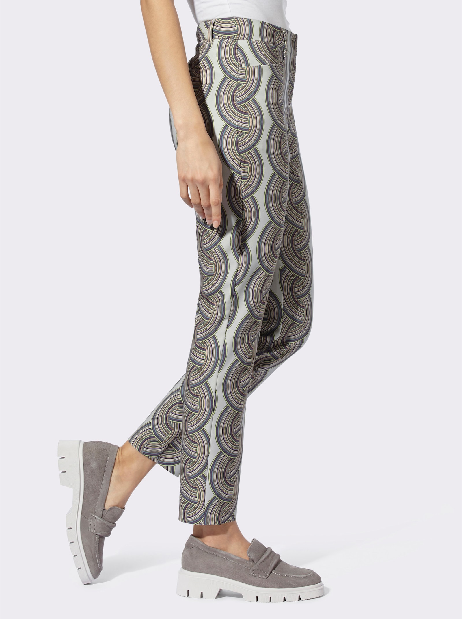 heine Pantalon 7/8 avec imprimé graphique - gris clair-menthe imprimé