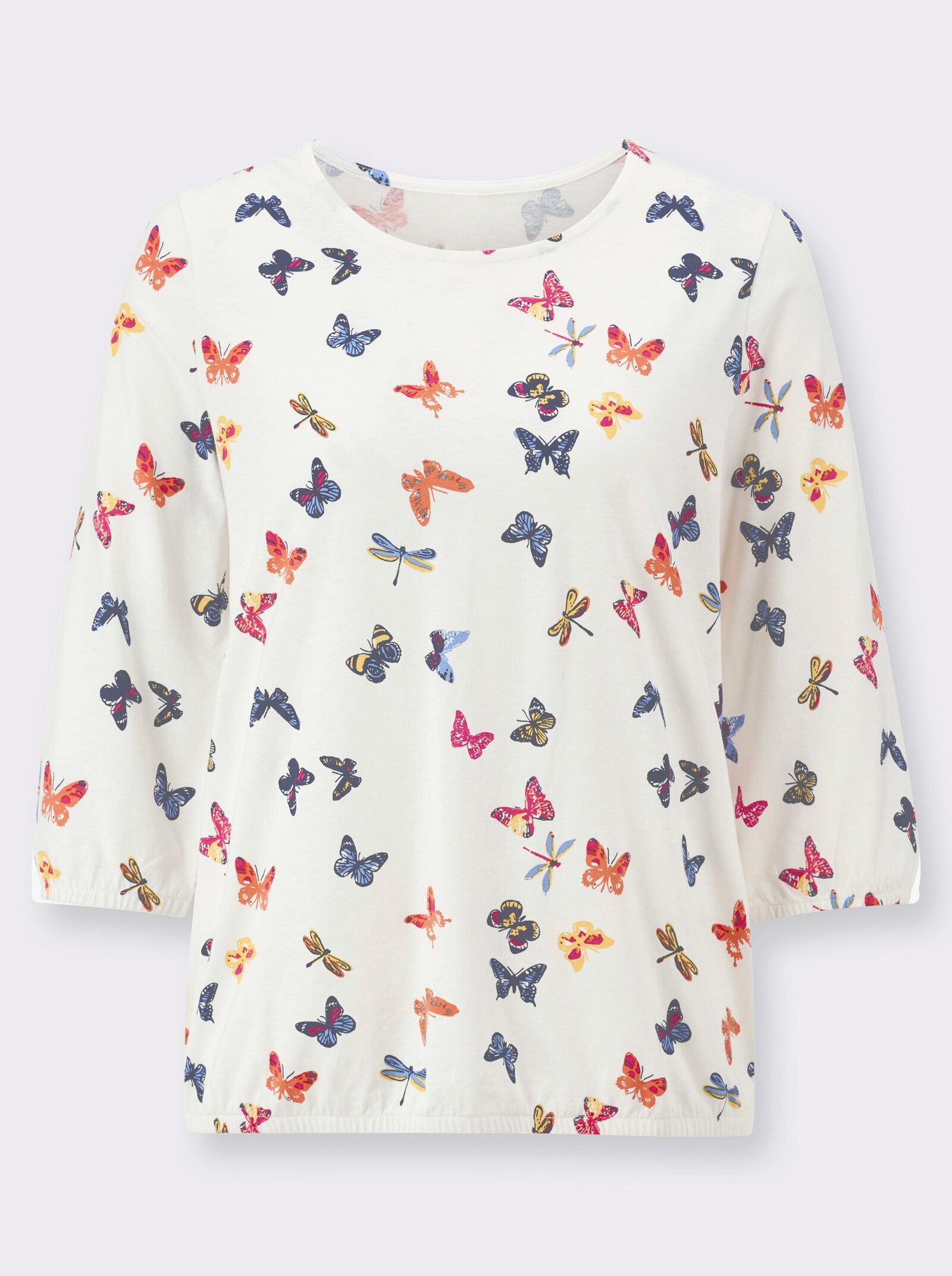  3/4-Arm-Shirt mit Schmetterlings-Druck - ecru-himmelblau-bedruckt