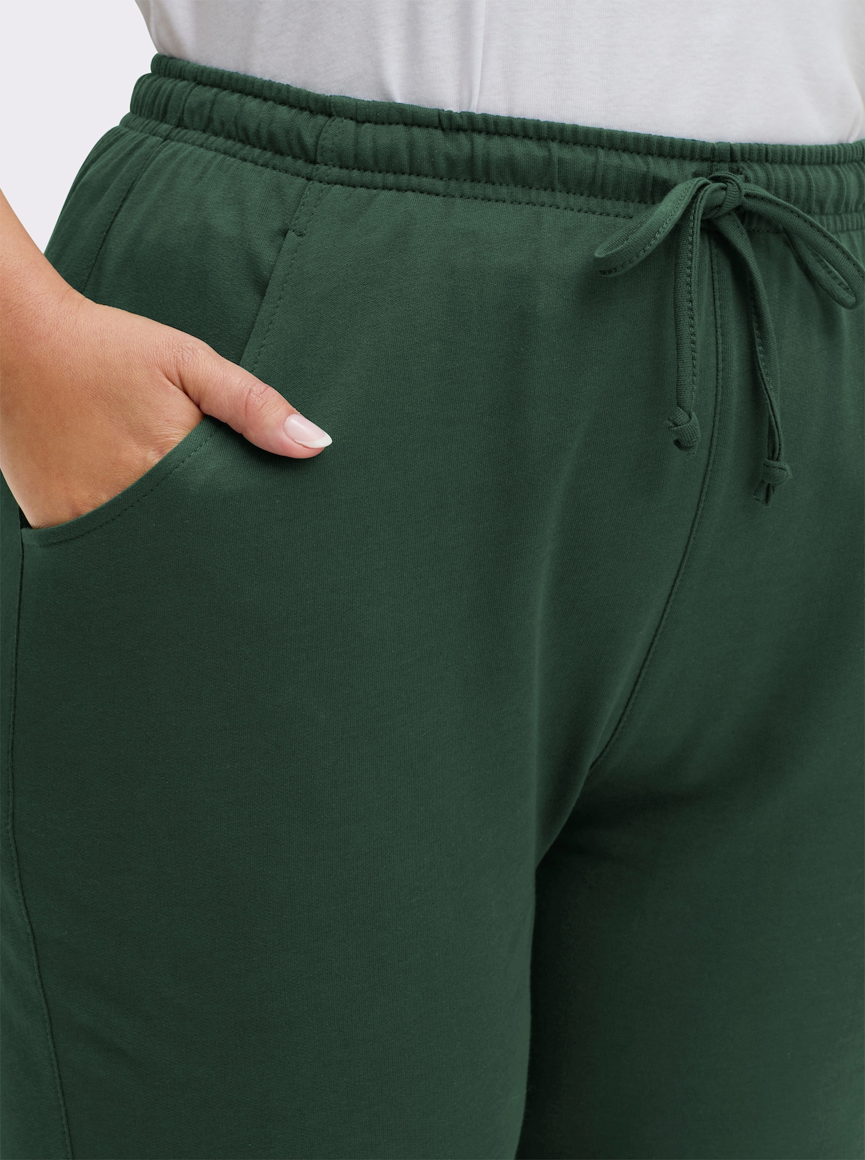 Jerseyhose mit Tunnelzug und Bindeband - moos