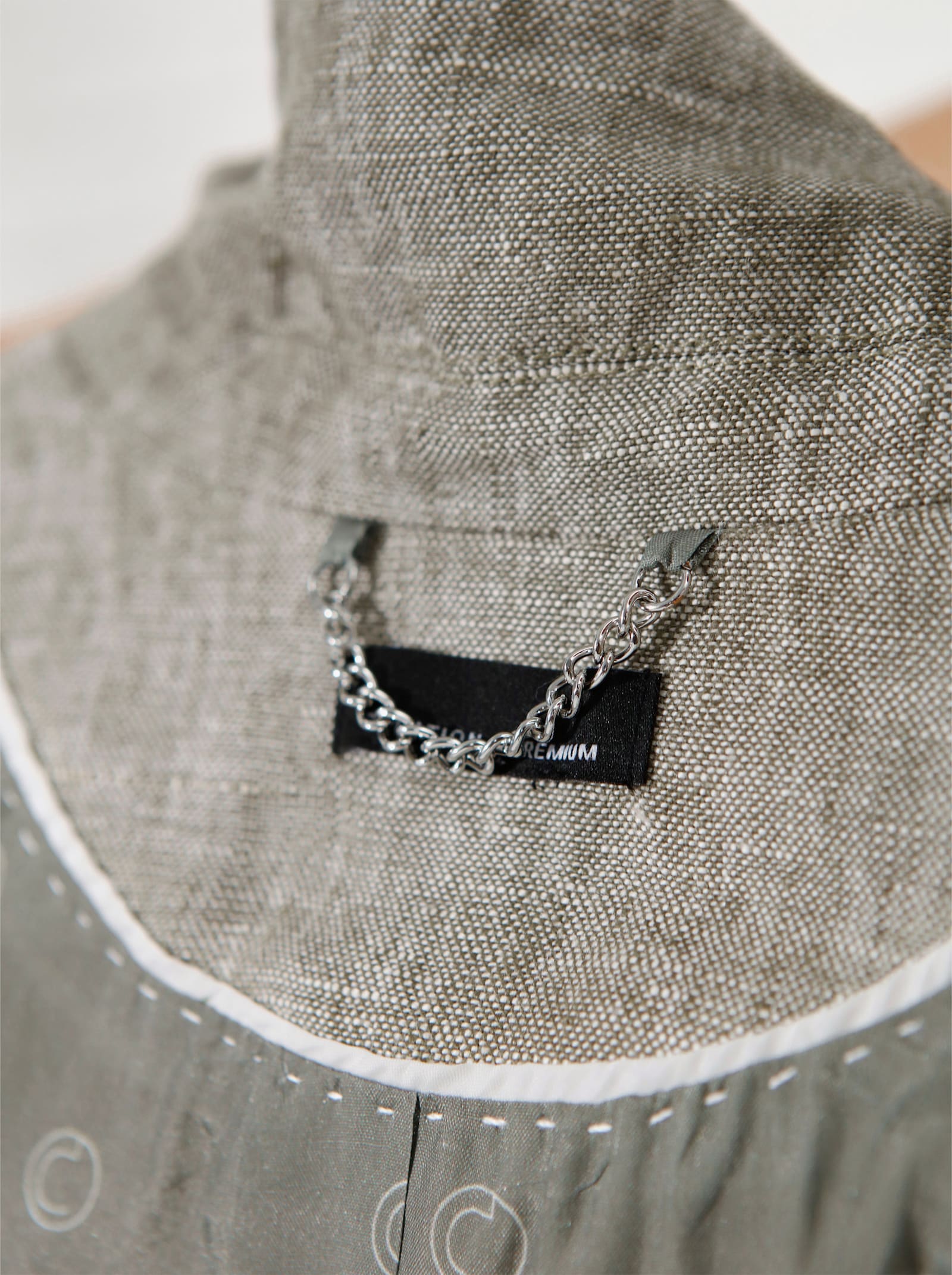 CREATION L PREMIUM Leinenblazer mit Reverskragen - khaki-weiß-meliert