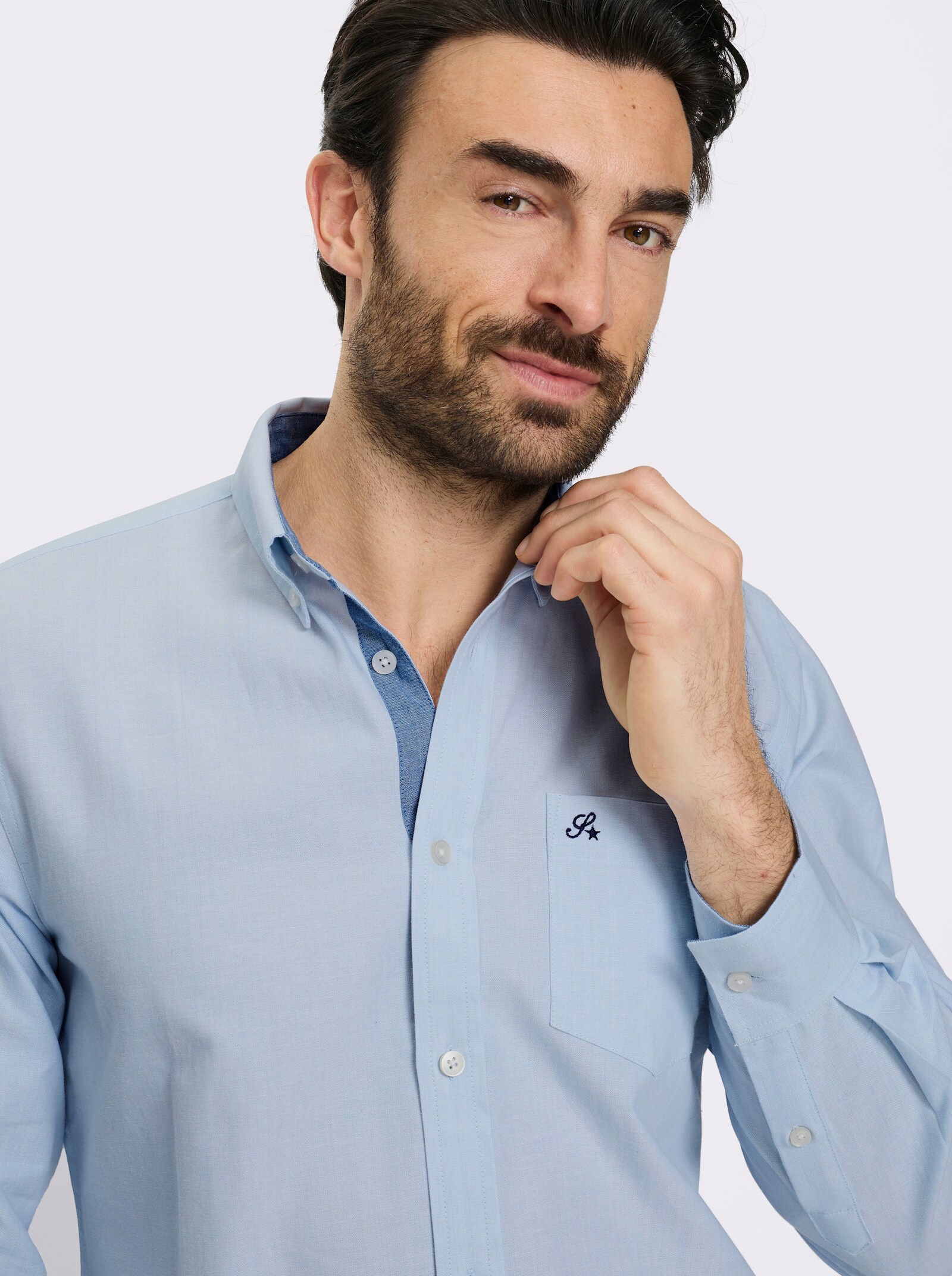 Marco Donati Langarmhemd - hellblau-meliert