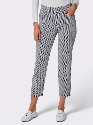 CREATION L PREMIUM Schlupfhose mit Jacquardmuster - marine-weiß-gemustert