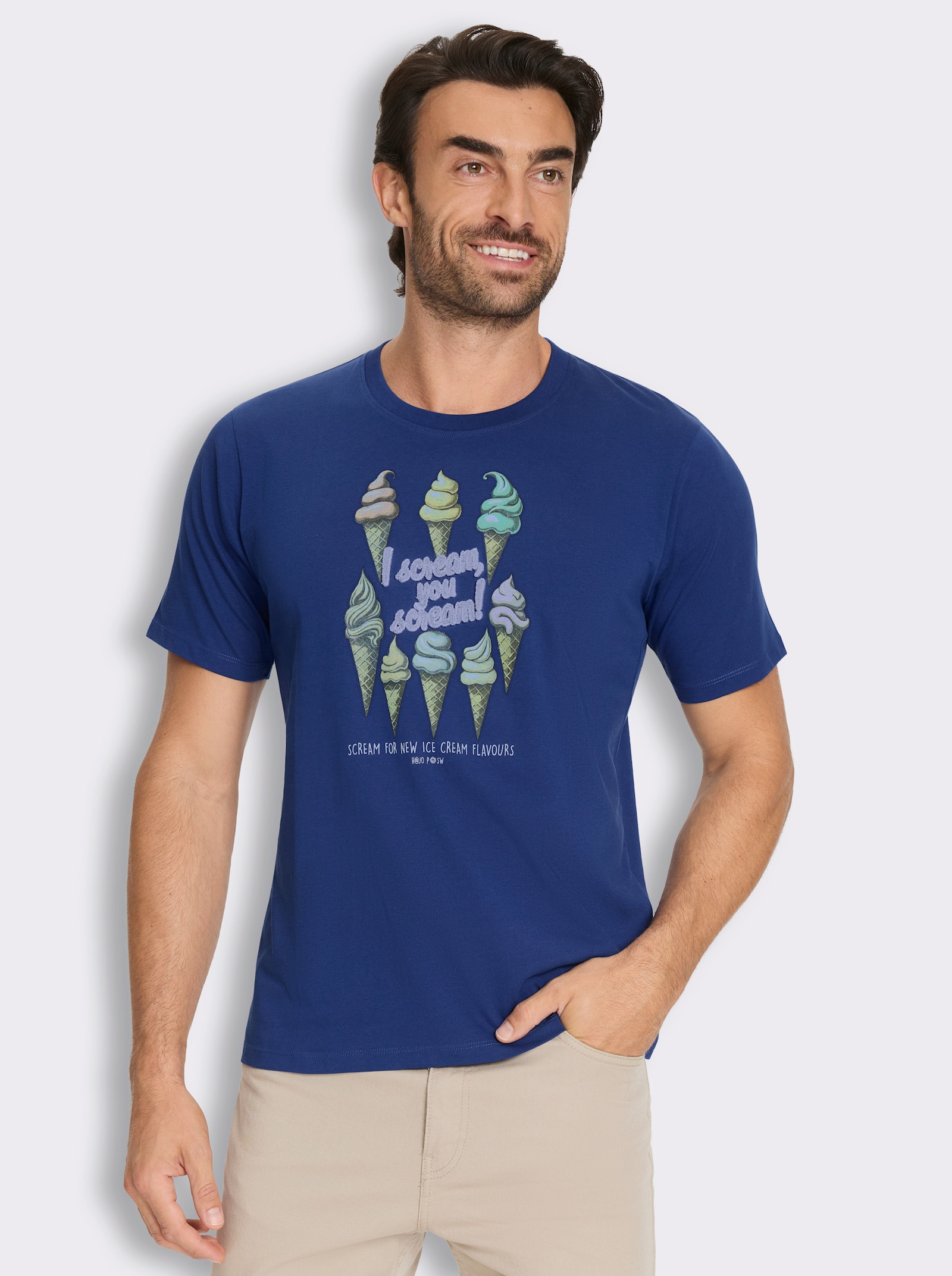 Hajo Kurzarmshirt mit Eiswaffel-Print, von Hajo - royalblau-bedruckt