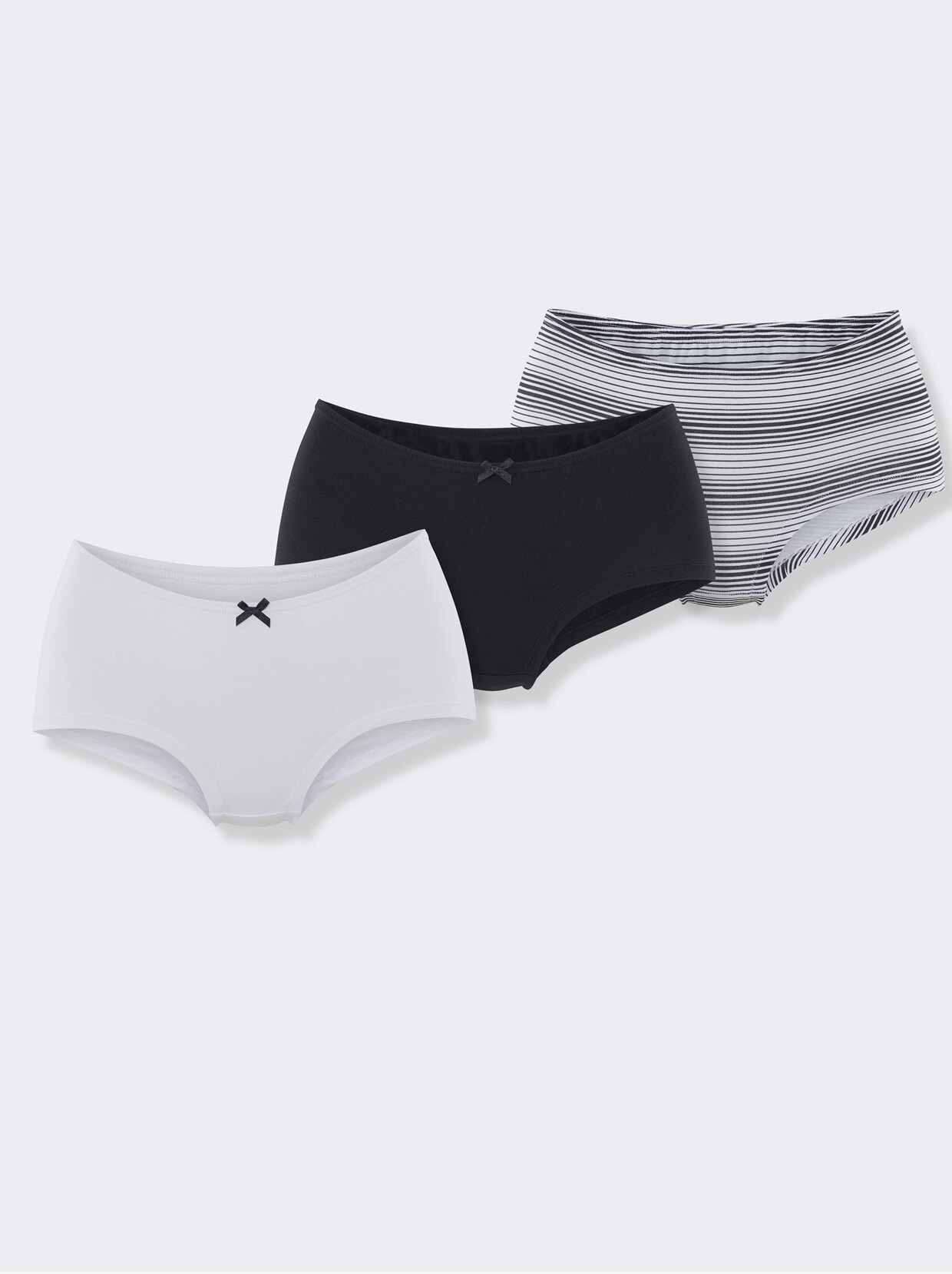 wäschepur Pants - weiß + schwarz + 2x geringelt