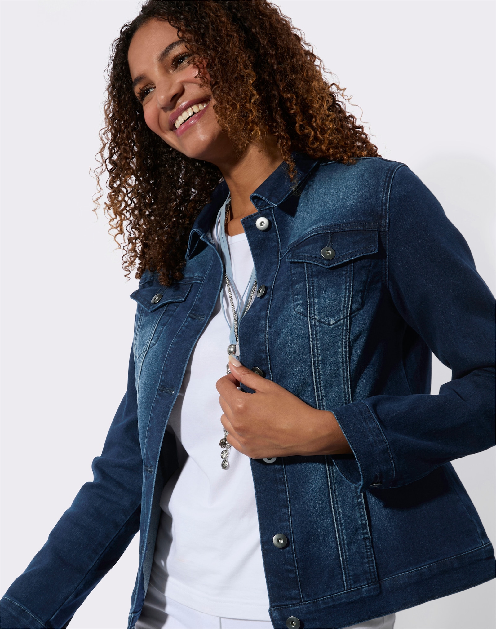 Jeansjacke elastische Qualität - blue-stone-washed