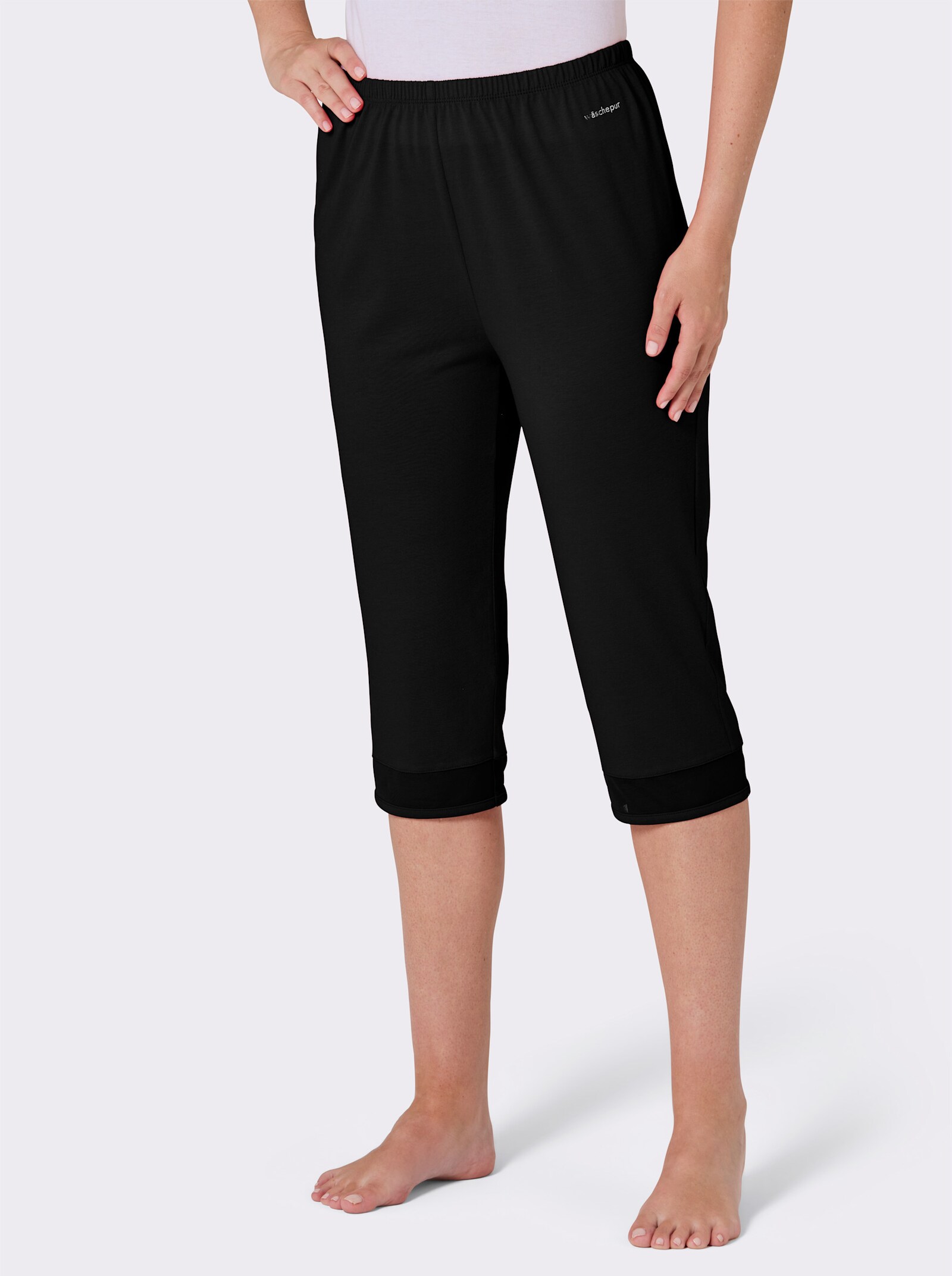 wäschepur Caprihose mit Mesh am Bein - schwarz