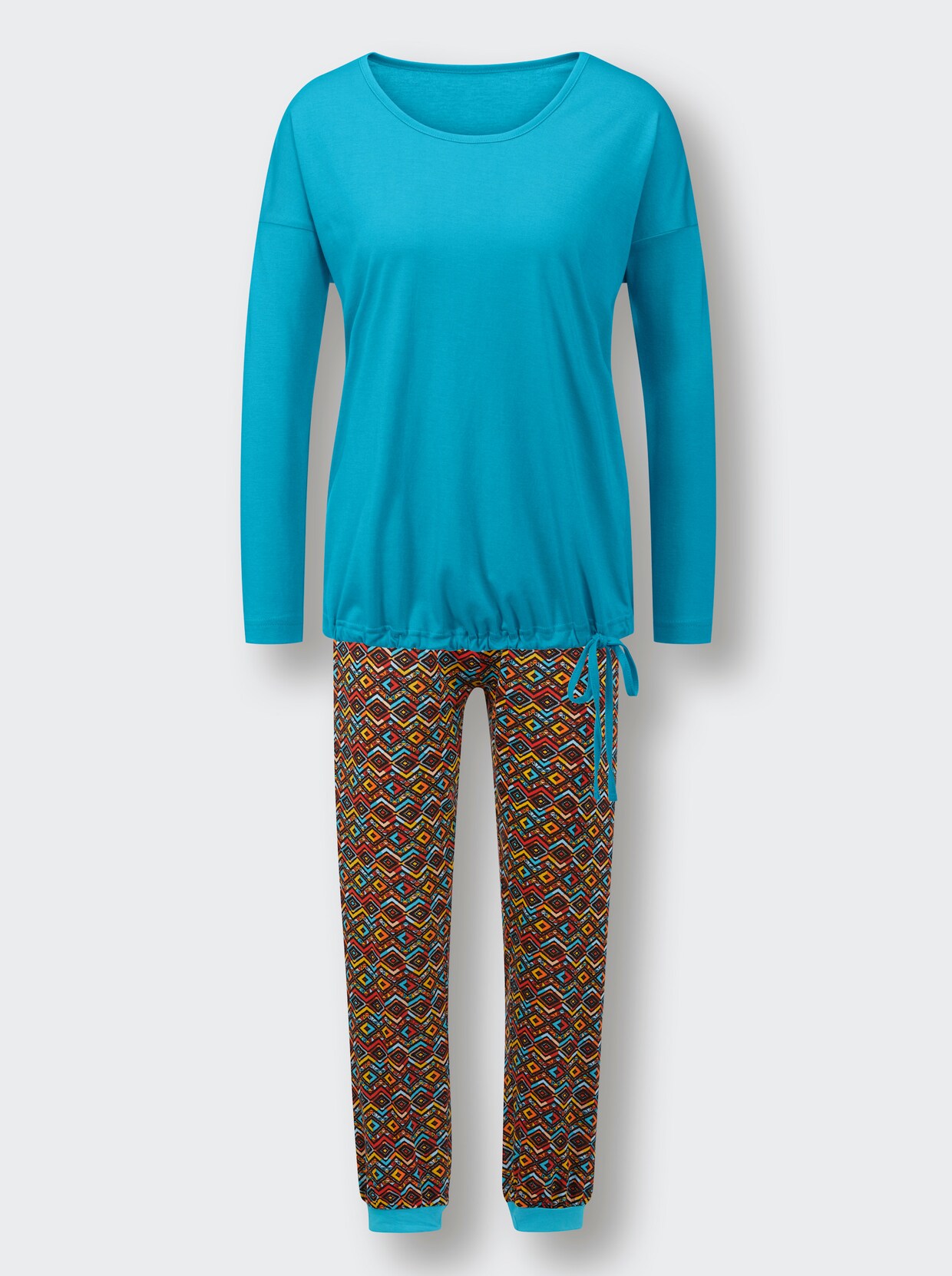 wäschepur Pyjama - turquoise/zwart bedrukt