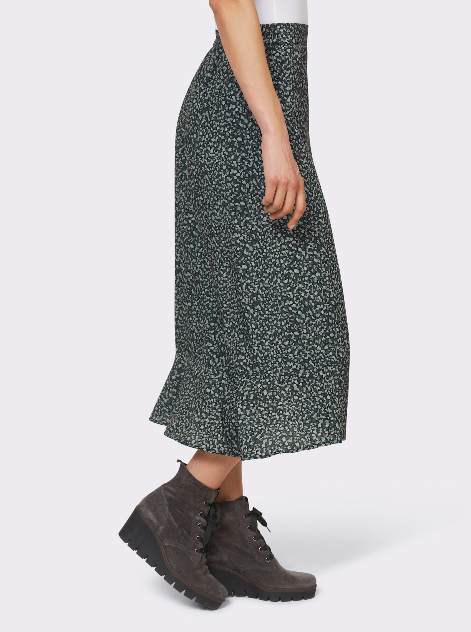 heine Jupe tissée à imprimé mille fleurs - mousse-kaki imprimé