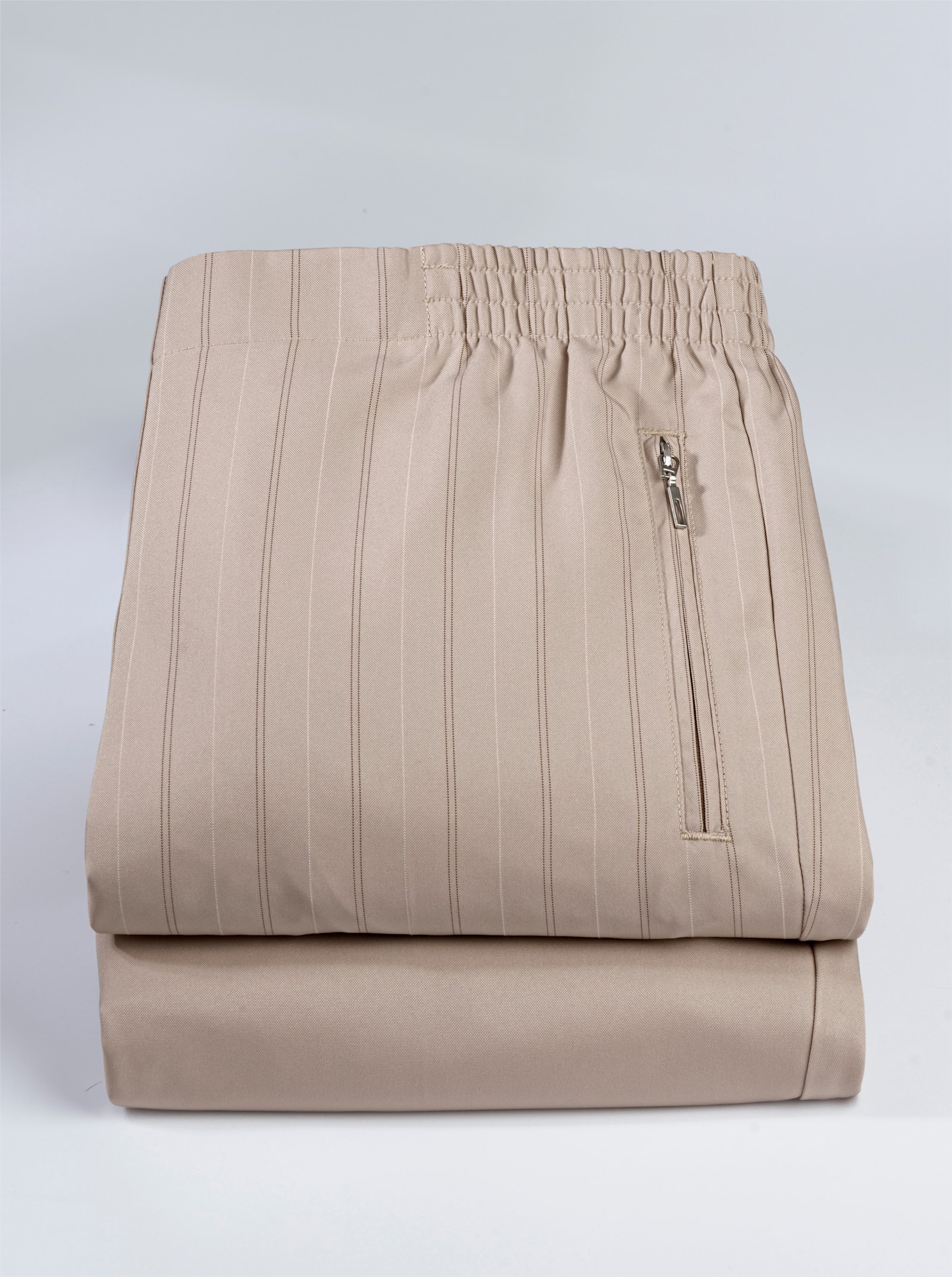 Stoffhose in Schlupfform - beige + beige-dunkeltaupe-gestreift