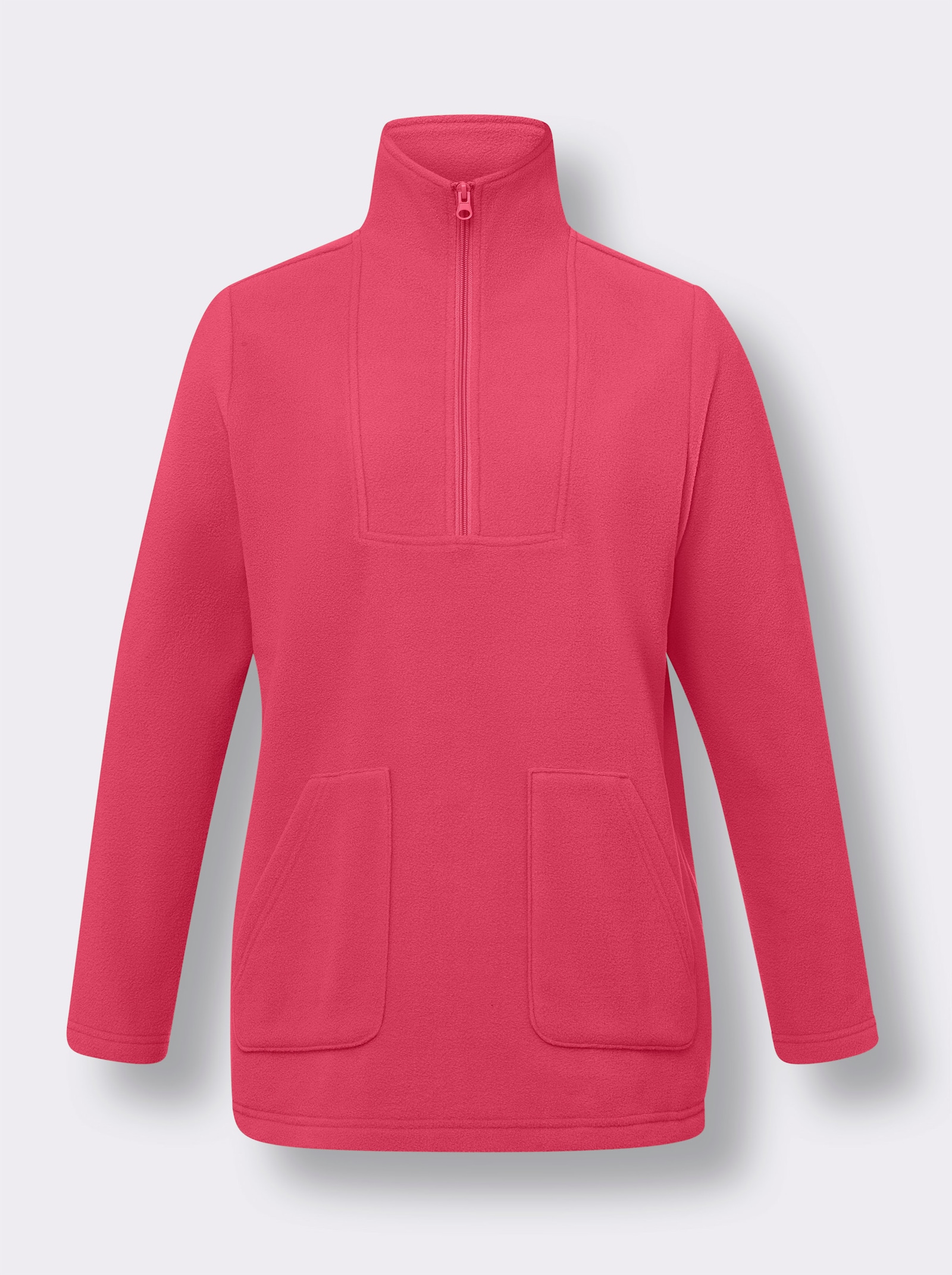 Fleeceshirt met schipperskraag - fuchsia