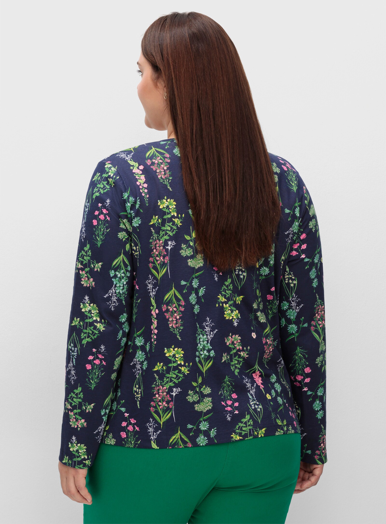 Shirtjacke ohne Verschluss - marine-altrosa-bedruckt