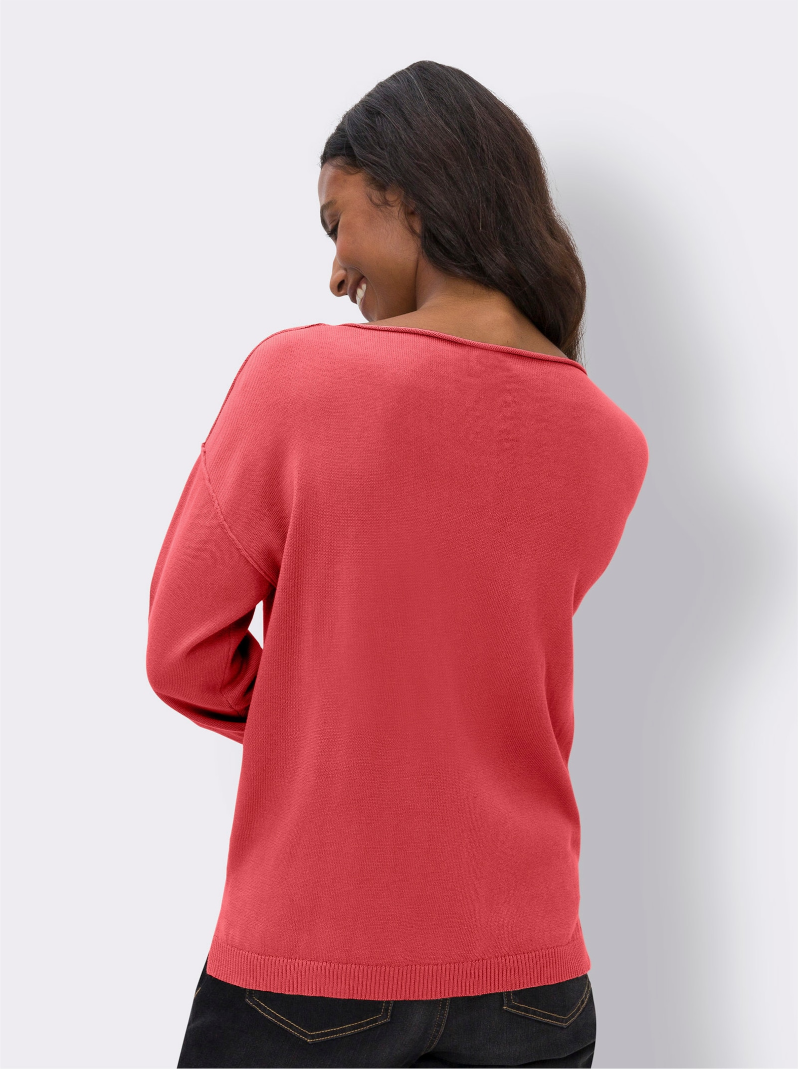 heine Baumwollpullover mit Seitenschlitzen - grapefruit