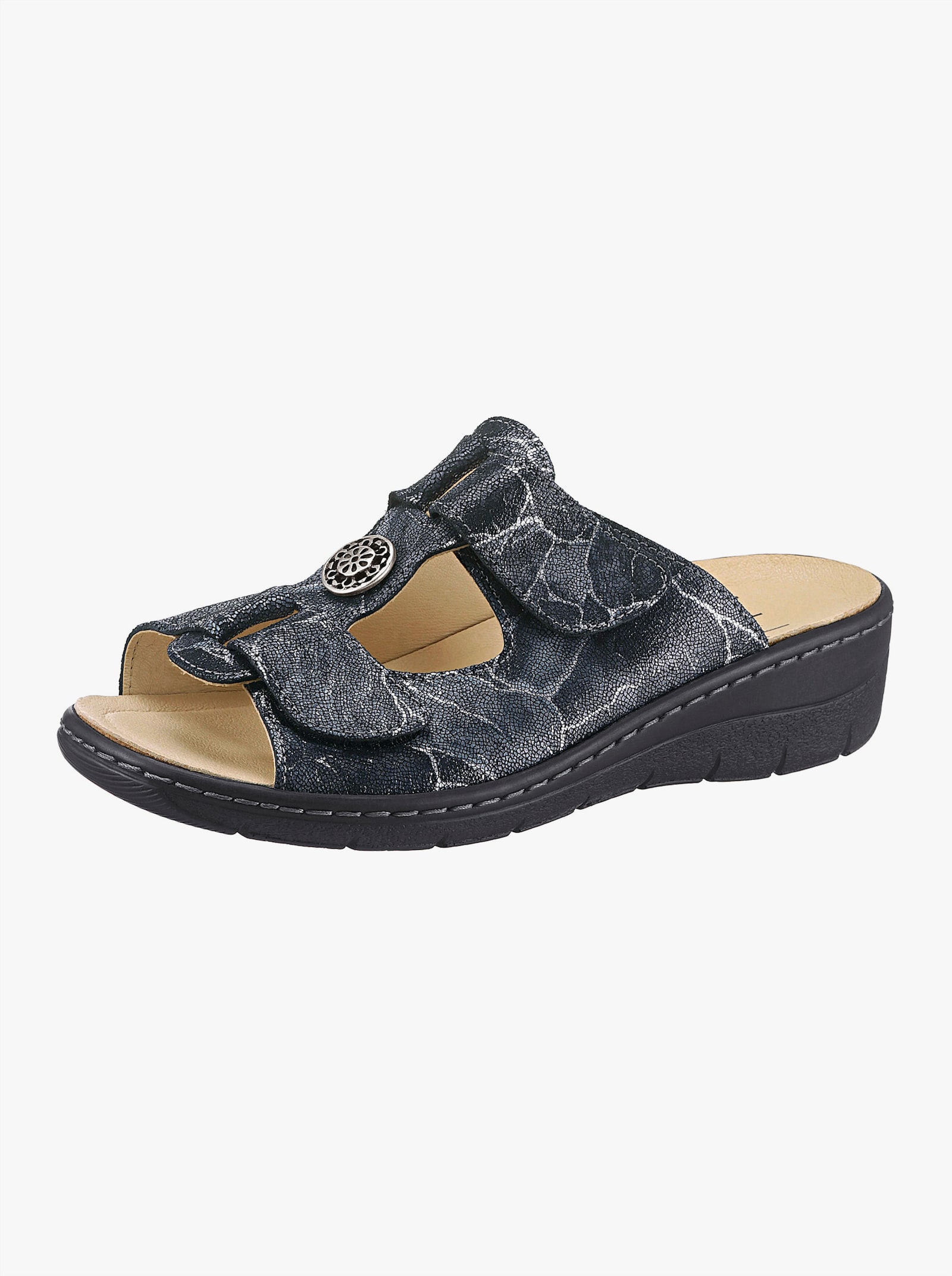 Belvida Pantolette - blau-bedruckt