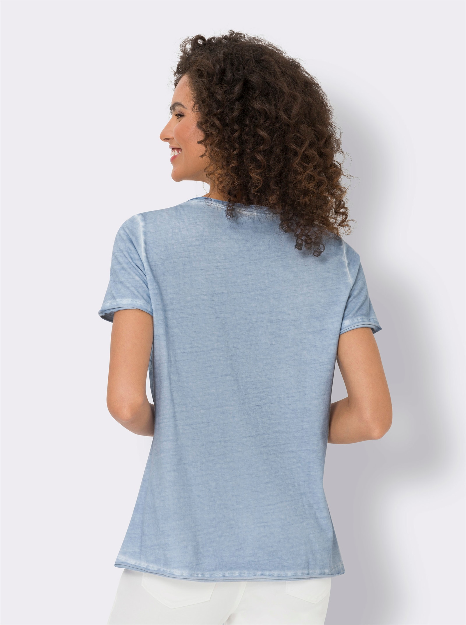 heine Kurzarmshirt in Oil-dyed-Waschung - hellblau