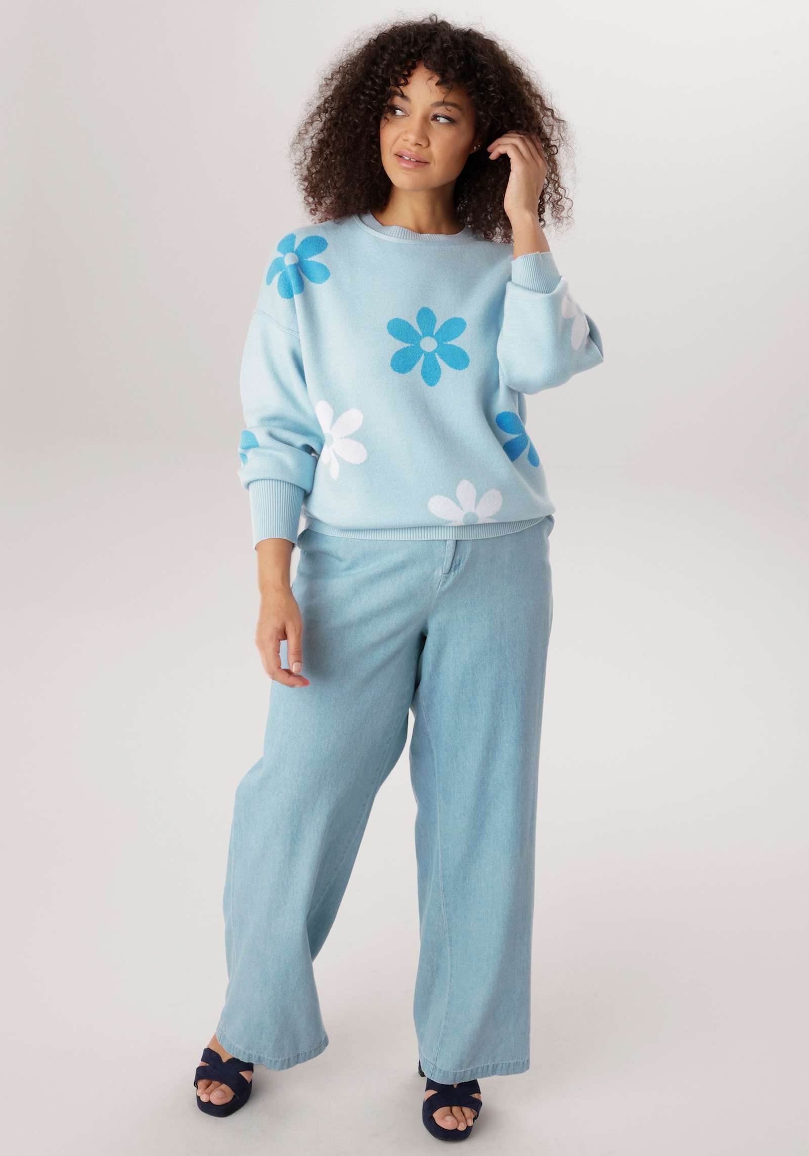 Aniston PLUS Strickpullover - hellblau