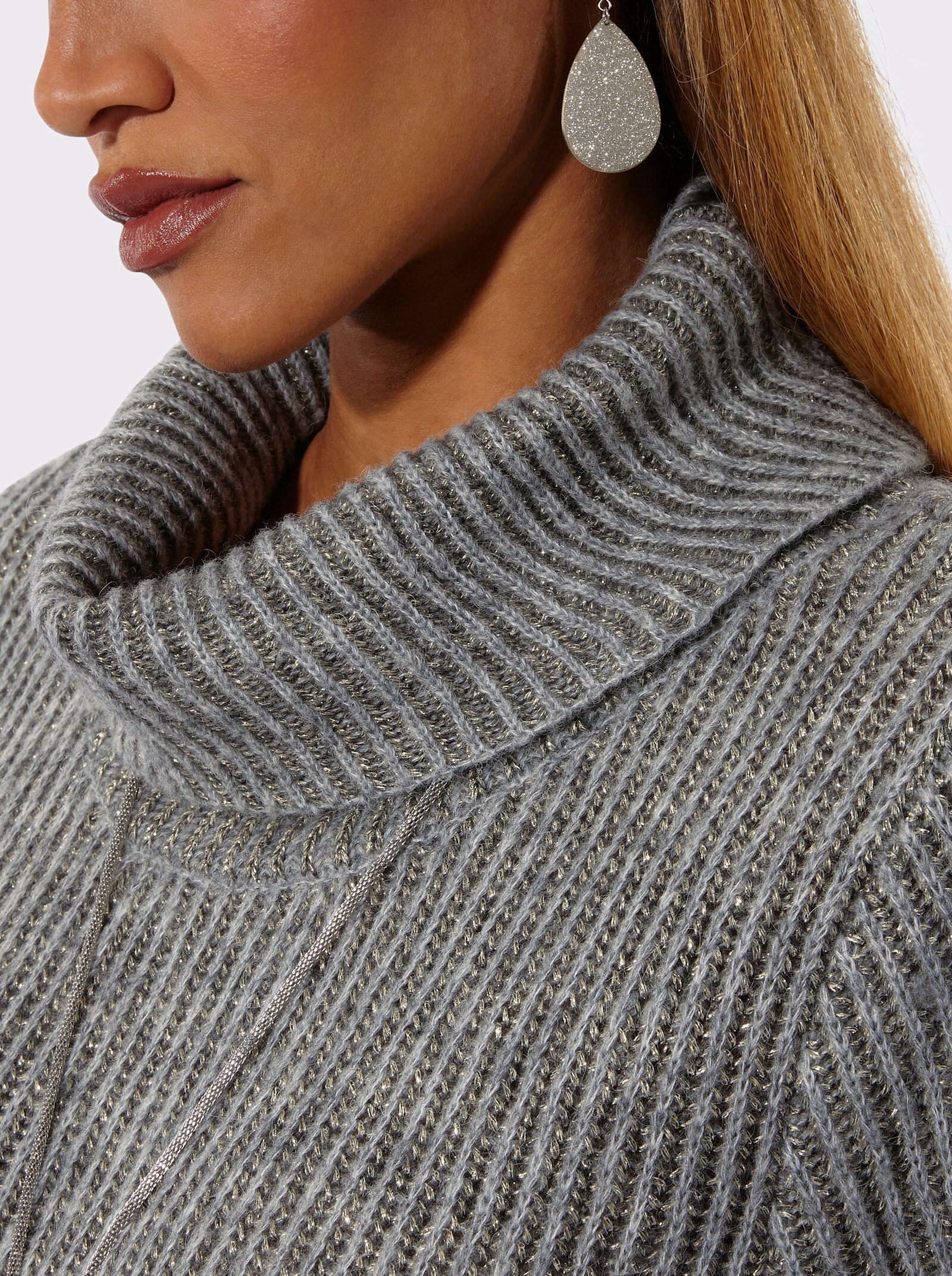 Rollkragenpullover mit Farbverlauf - hellgrau-anthrazit-meliert